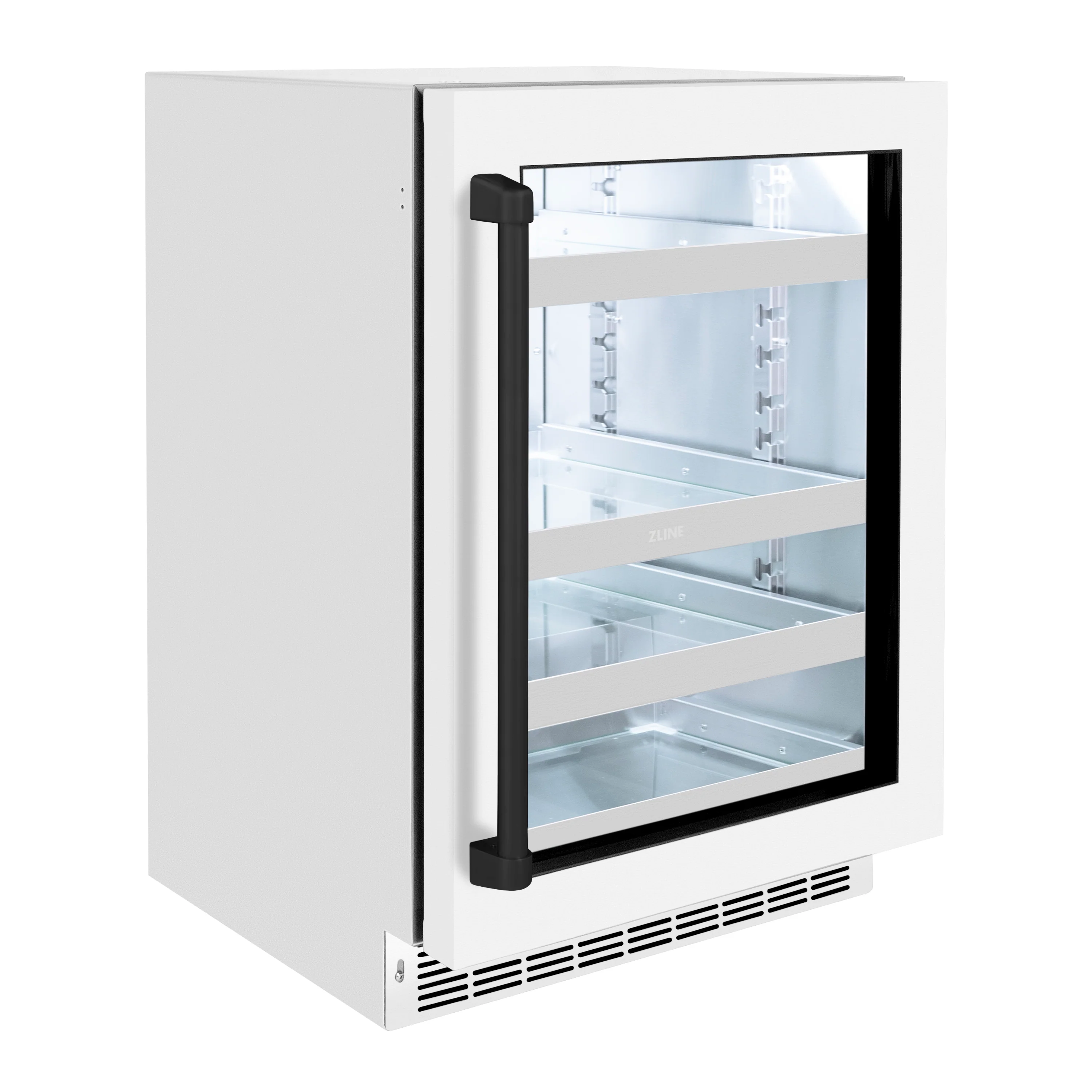 ZLINE Autograph Edition 24 in. Touchstone 151 Can Beverage Fridge With White Matte Glass Door And Matte Black Handle (RBSOZ-WM-24-MB) - Image 6