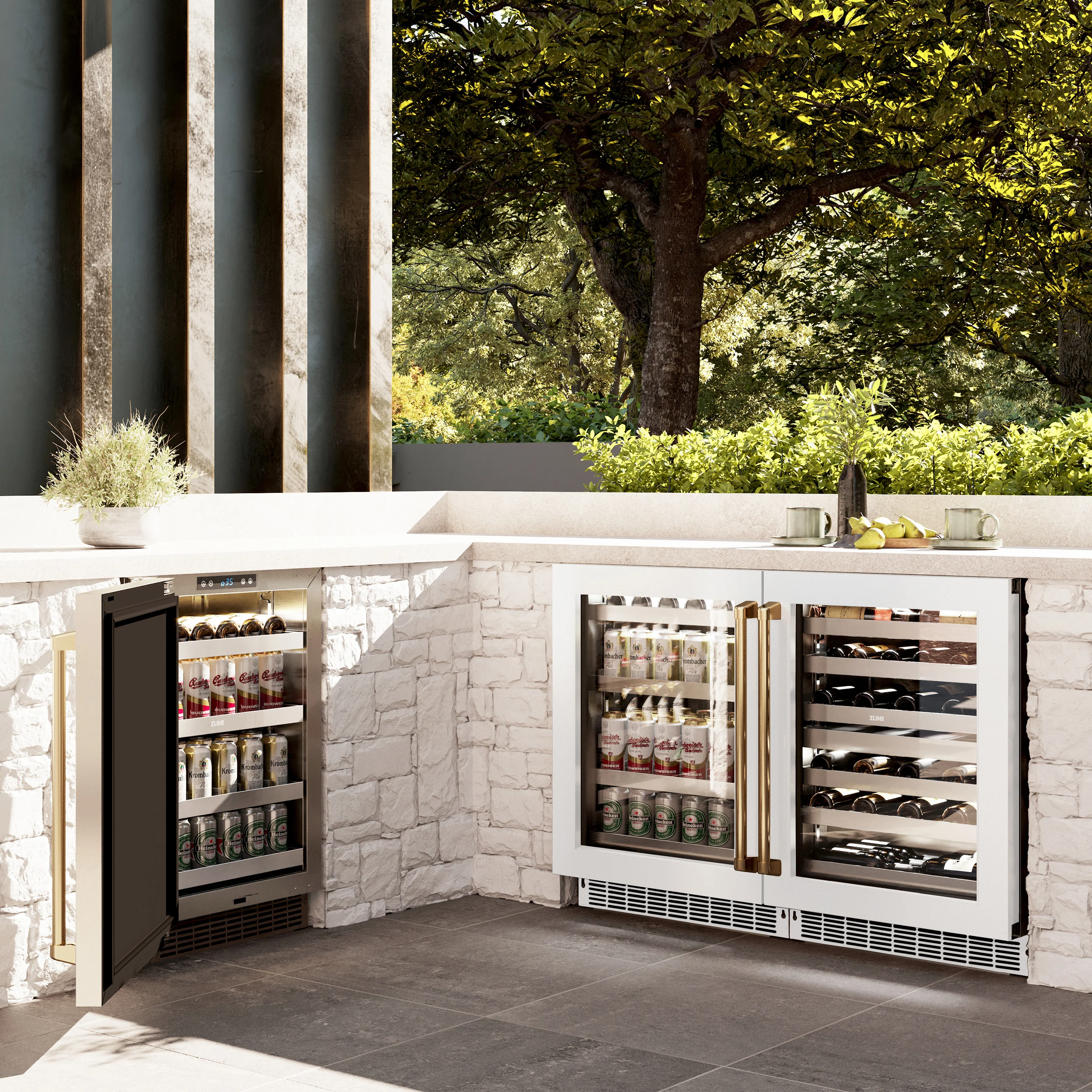ZLINE Autograph Edition 24 in. Touchstone 151 Can Beverage Fridge With White Matte Glass Door And Polished Gold Handle (RBSOZ-WM-24-G) - Image 11