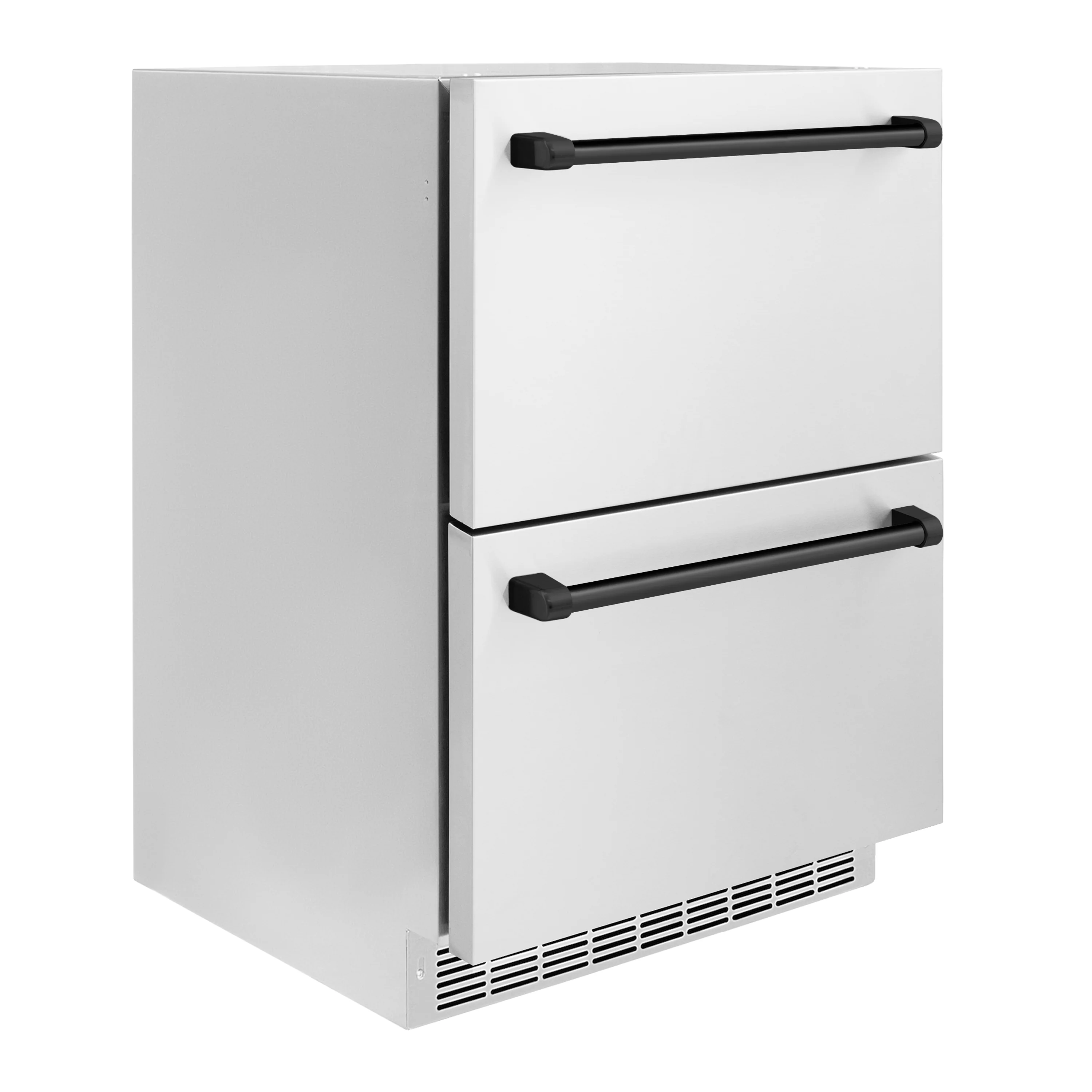 ZLINE Autograph Edition 24 in. Touchstone 168 Can Outdoor-Rated Dual Refrigerator Drawer with Stainless Steel Doors and Matte Black Handles (RDSOZ-ST-24-MB) - Image 3