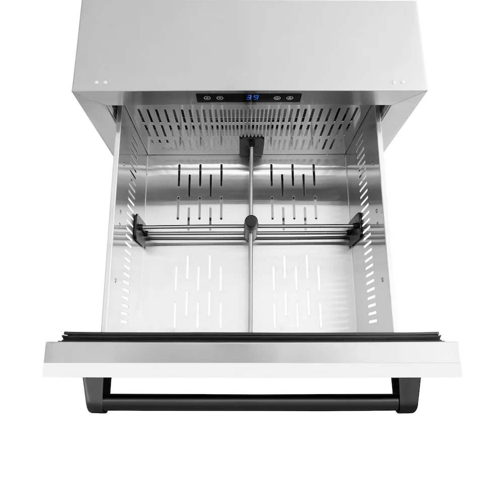 ZLINE Autograph Edition 24 in. Touchstone 168 Can Outdoor-Rated Dual Refrigerator Drawer with White Matte Doors and Matte Black Handles (RDSOZ-WM-24-MB) - Image 6