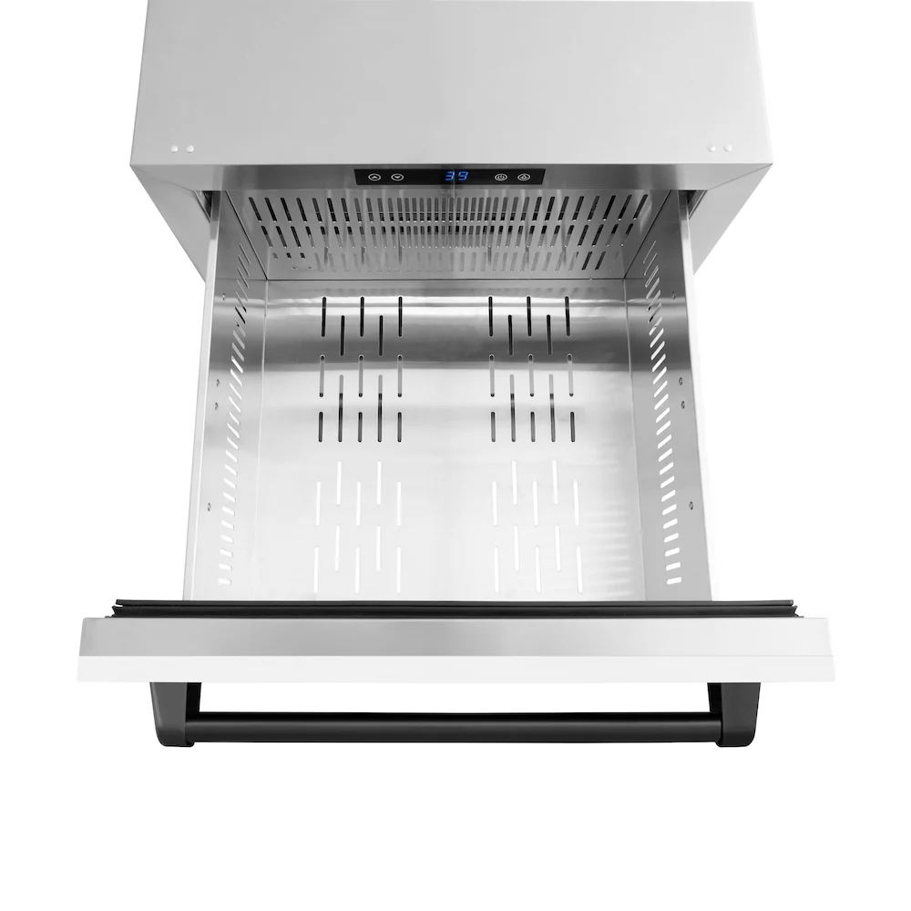 ZLINE Autograph Edition 24 in. Touchstone 168 Can Outdoor-Rated Dual Refrigerator Drawer with White Matte Doors and Matte Black Handles (RDSOZ-WM-24-MB) - Image 7