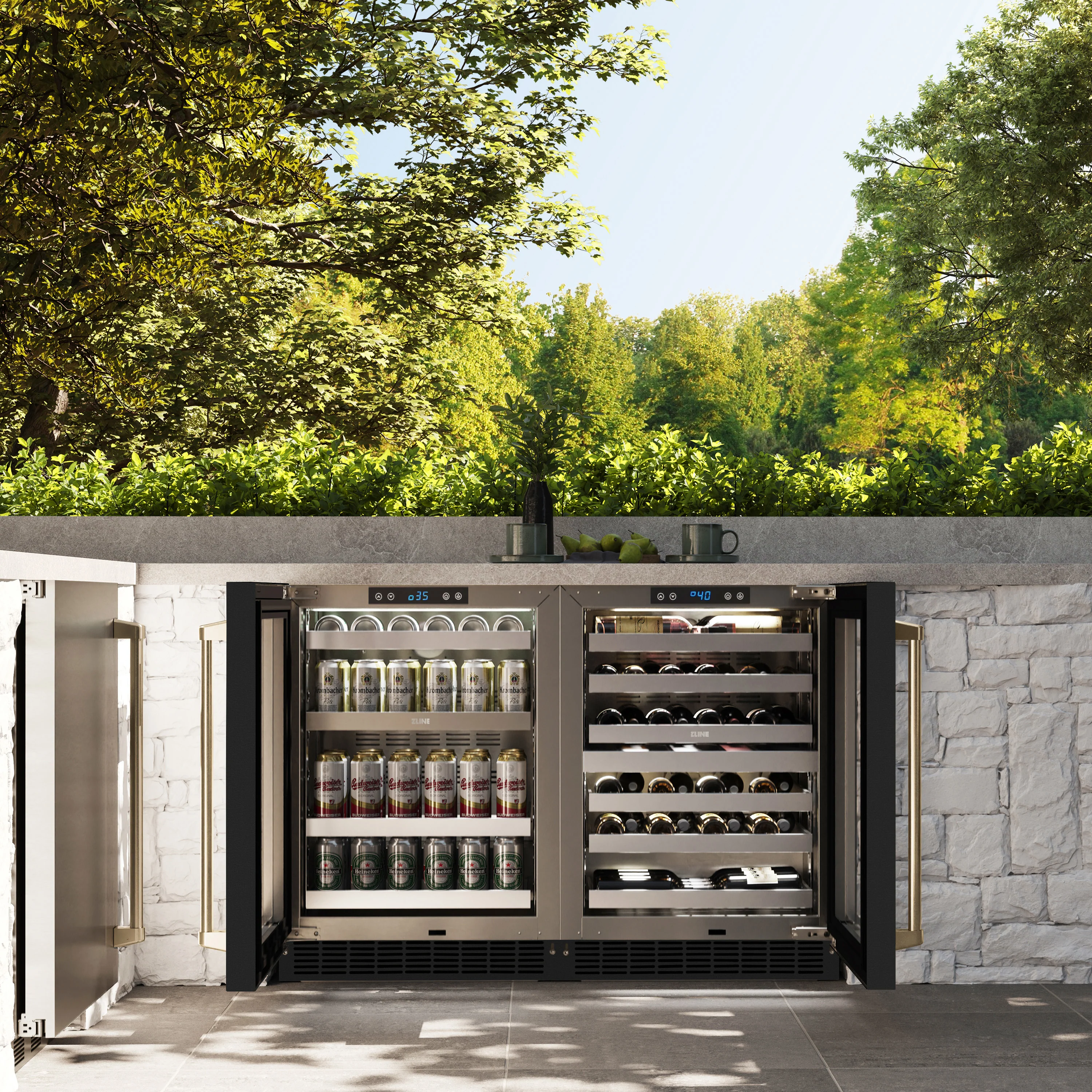 ZLINE Autograph Edition 24 in. Touchstone Dual Zone 44 Bottle Wine Cooler With Black Matte Glass Door And Champagne Bronze Handle (RWDOZ-BLM-24-CB) - Image 10