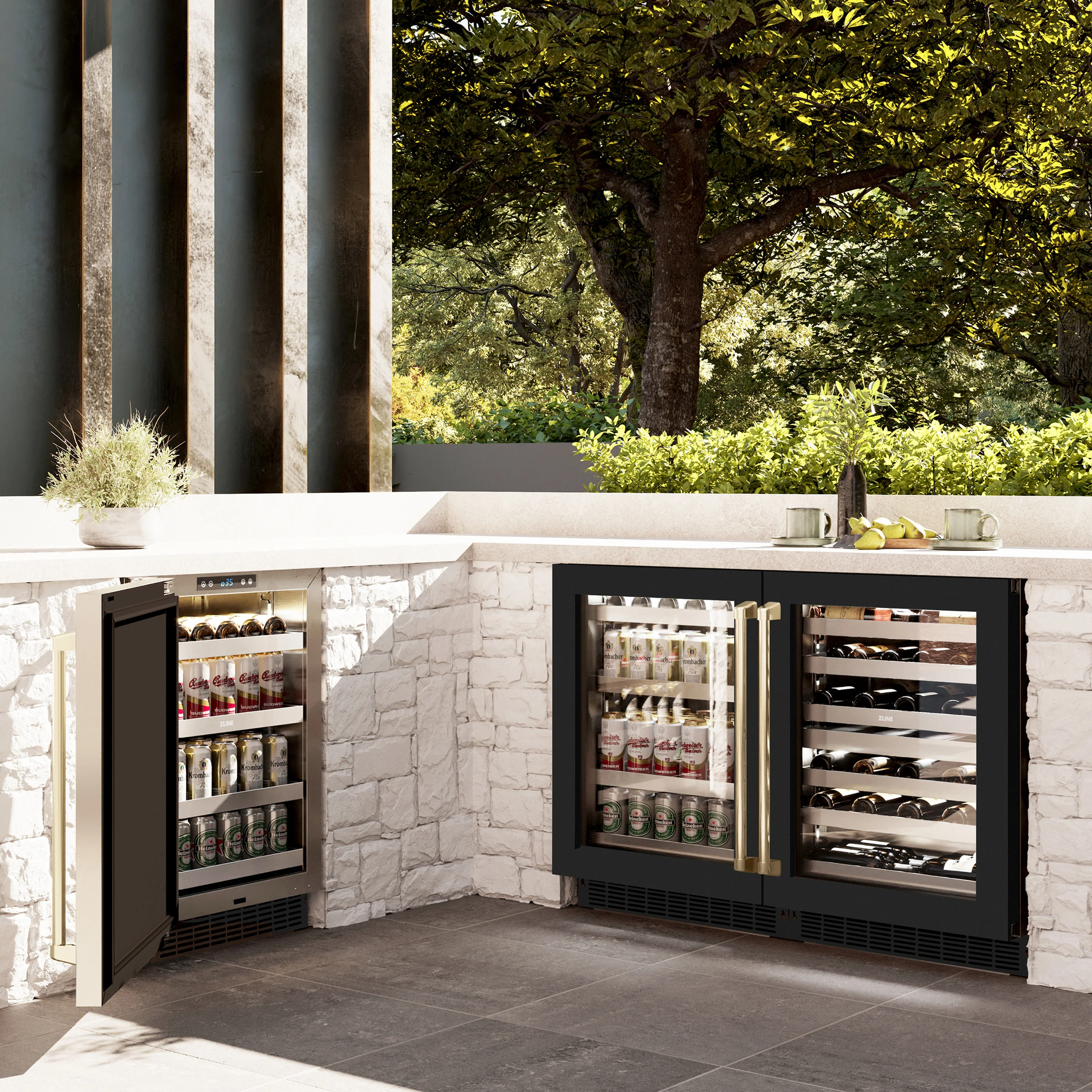 ZLINE Autograph Edition 24 in. Touchstone Dual Zone 44 Bottle Wine Cooler With Black Matte Glass Door And Champagne Bronze Handle (RWDOZ-BLM-24-CB) - Image 11