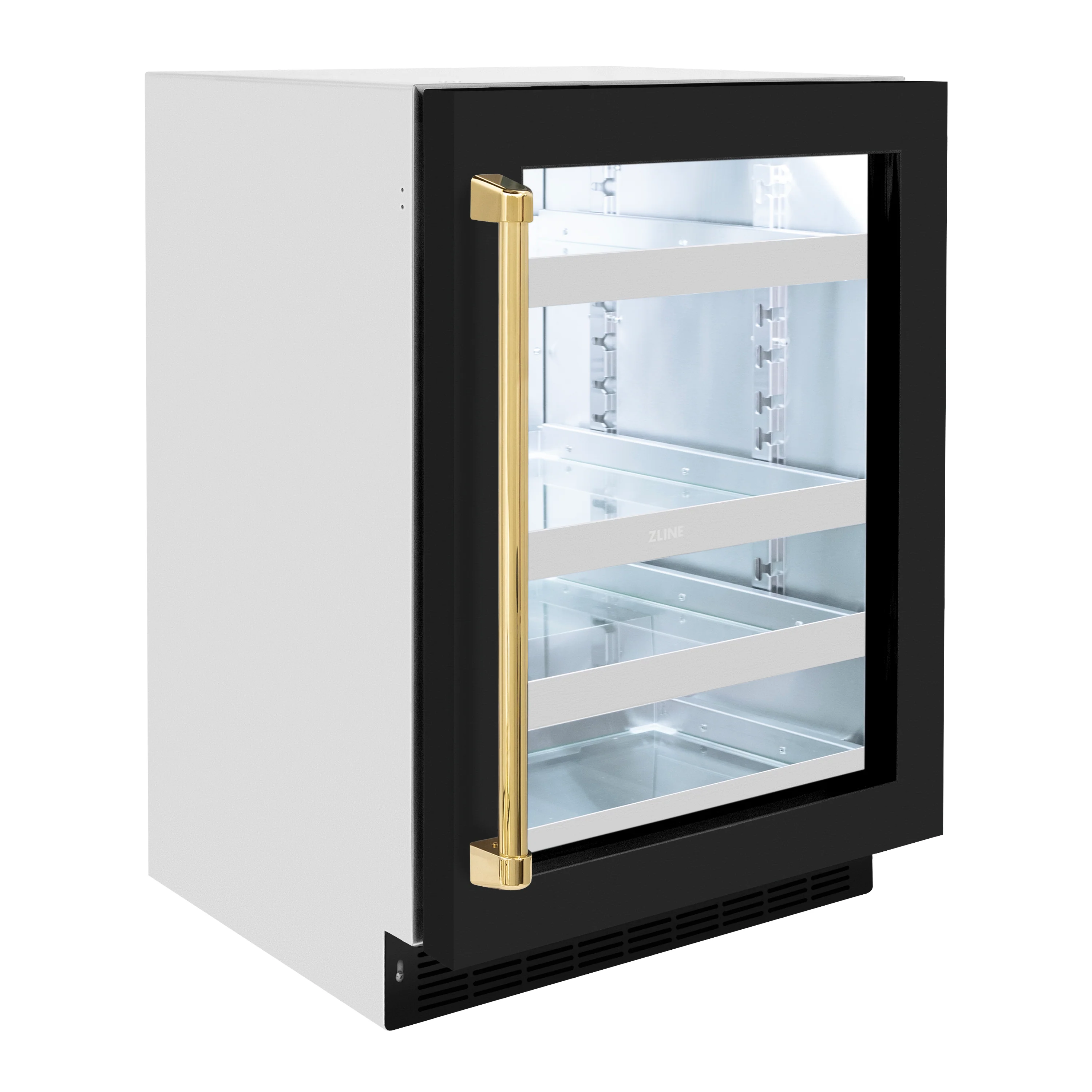 ZLINE Autograph Edition 24 in. Touchstone Dual Zone 44 Bottle Wine Cooler With Black Matte Glass Door And Polished Gold Handle (RWDOZ-BLM-24-G) - Image 6