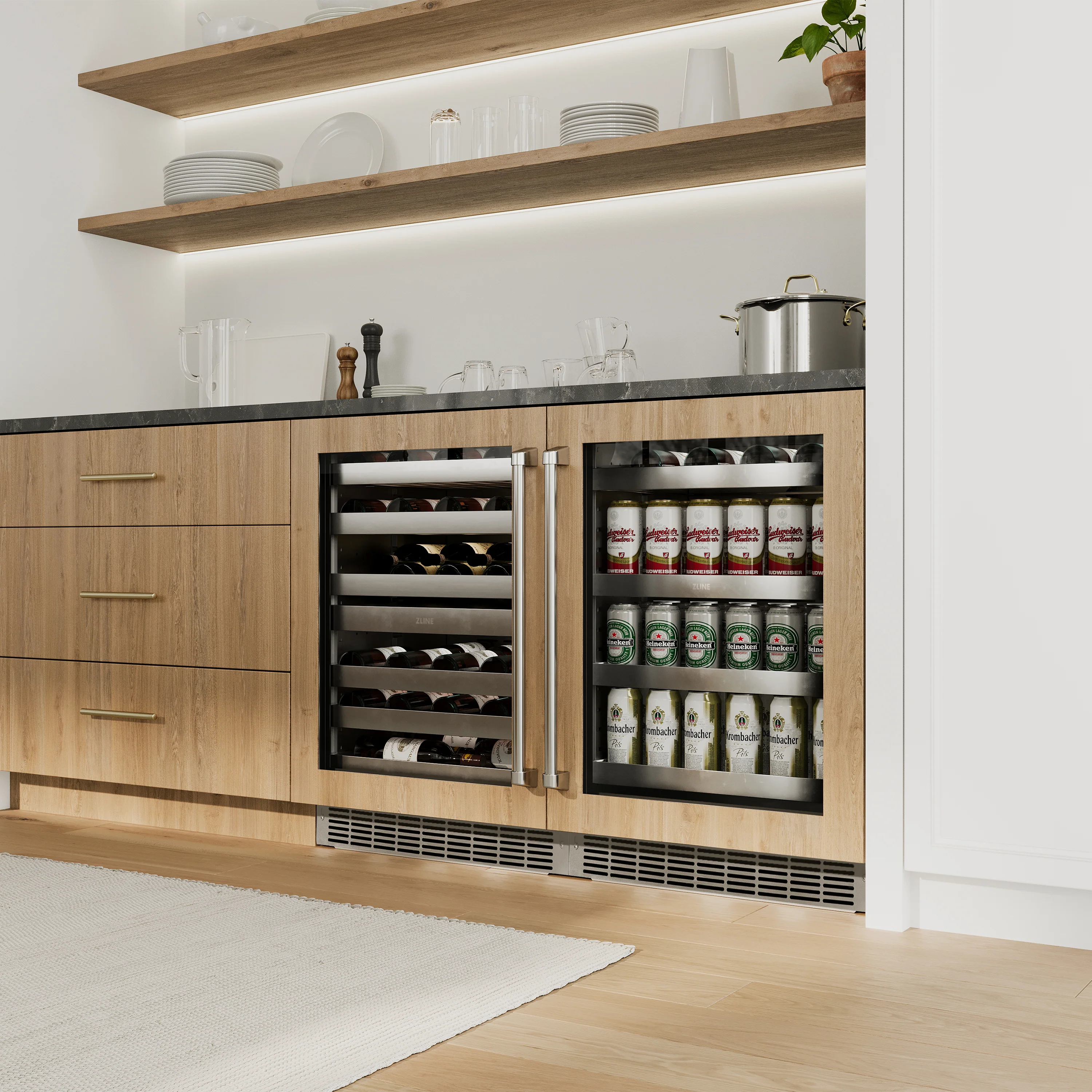 ZLINE 24 In. Touchstone Wine Cooler with Panel-Ready Glass Door and Champagne Bronze Handle (RWDPOZ-24-CB) - Image 18