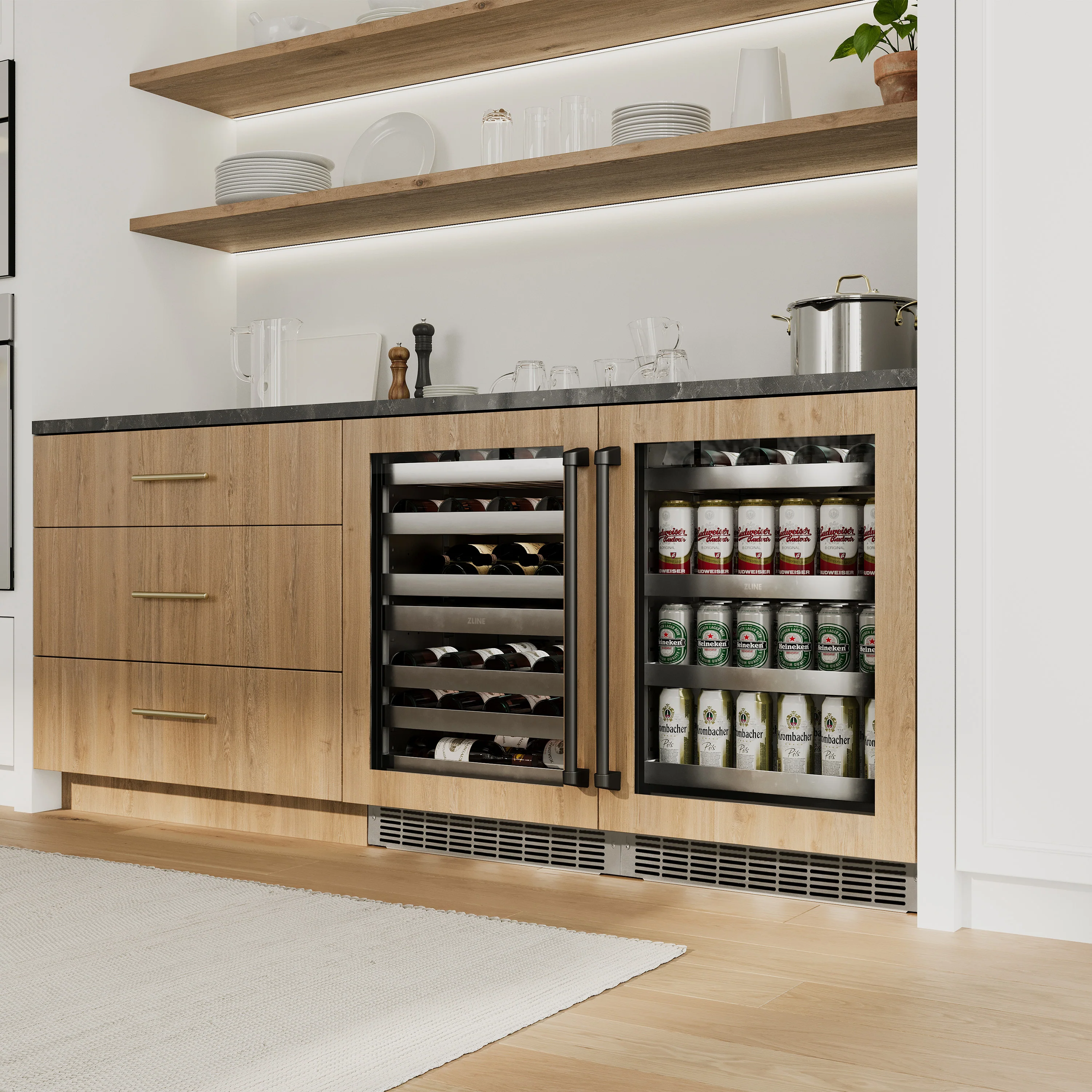 ZLINE 24 In. Touchstone Wine Cooler with Panel-Ready Glass Door and Matte Black Handle (RWDPOZ-24-MB) - Image 13