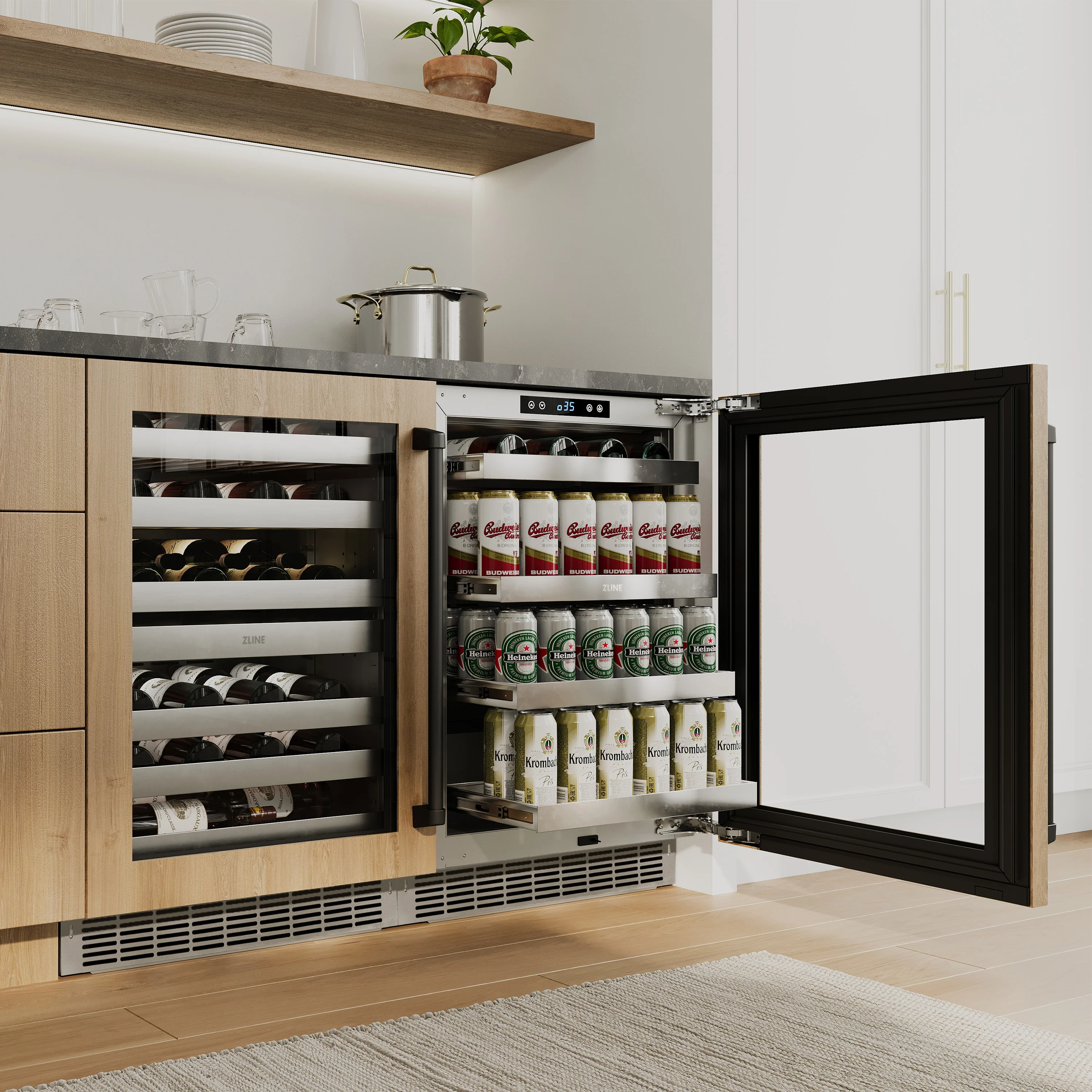 ZLINE 24 In. Touchstone Wine Cooler with Panel-Ready Glass Door and Matte Black Handle (RWDPOZ-24-MB) - Image 15