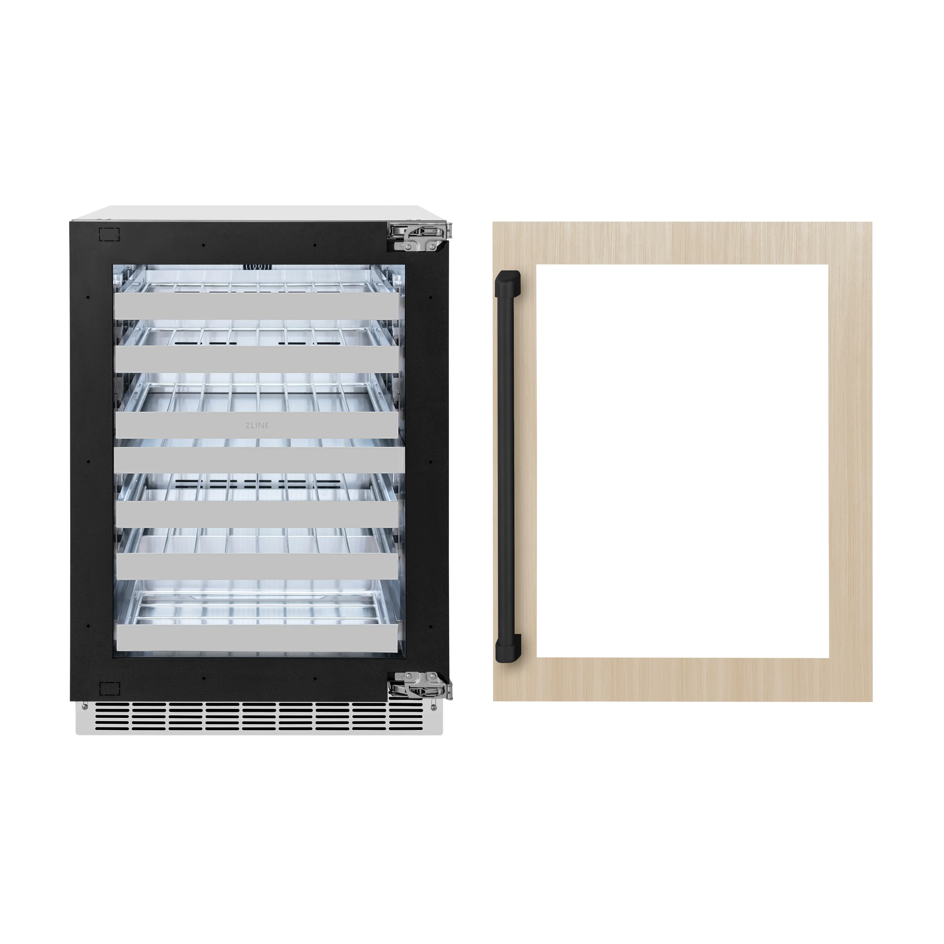 ZLINE 24 In. Touchstone Wine Cooler with Panel-Ready Glass Door and Matte Black Handle (RWDPOZ-24-MB) - Image 4