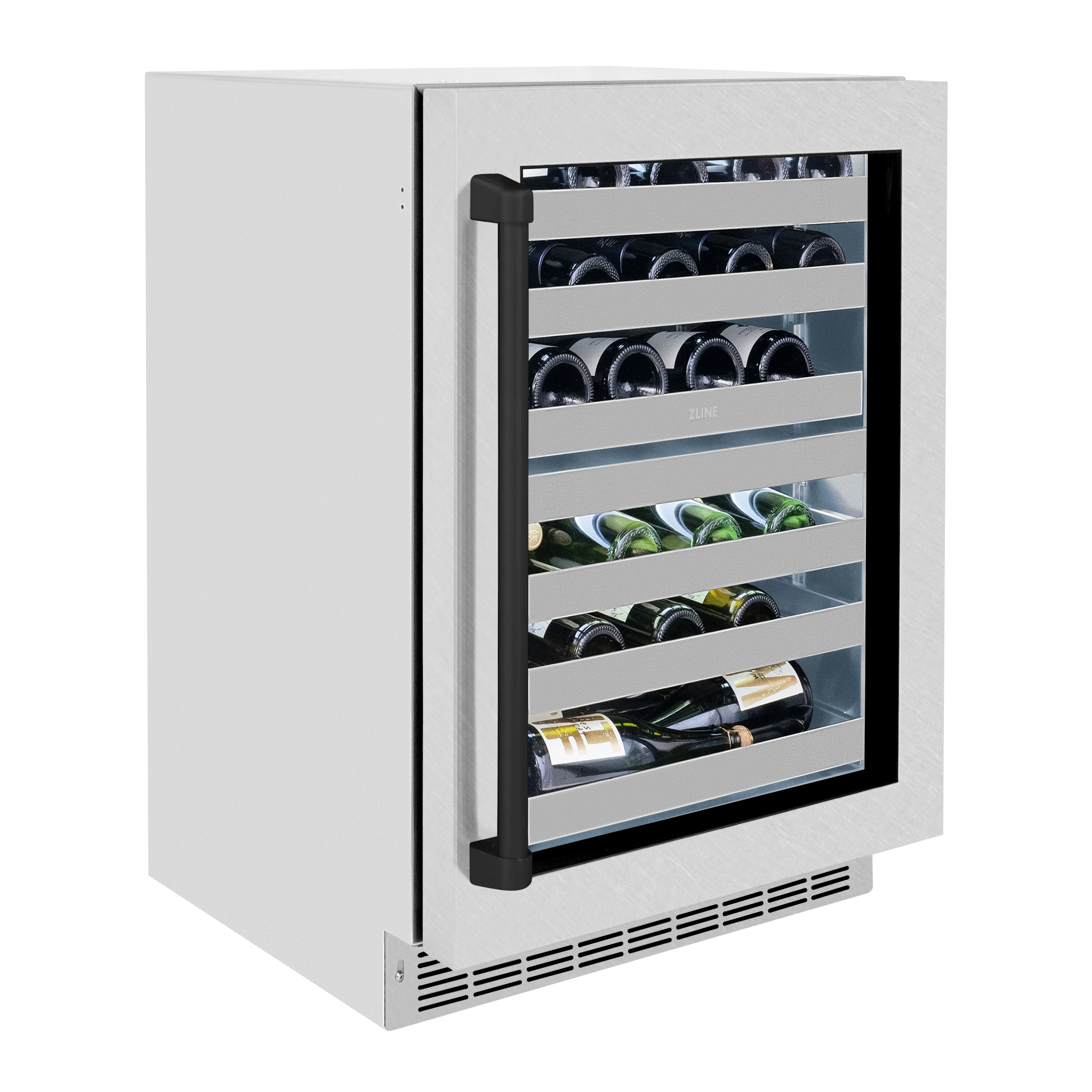 ZLINE Autograph Edition 24 in. Touchstone Dual Zone 44 Bottle Wine Cooler with Satin Stainless Steel Glass Door and Matte Black Handle (RWDOZ-SN-24-MB) - Image 3