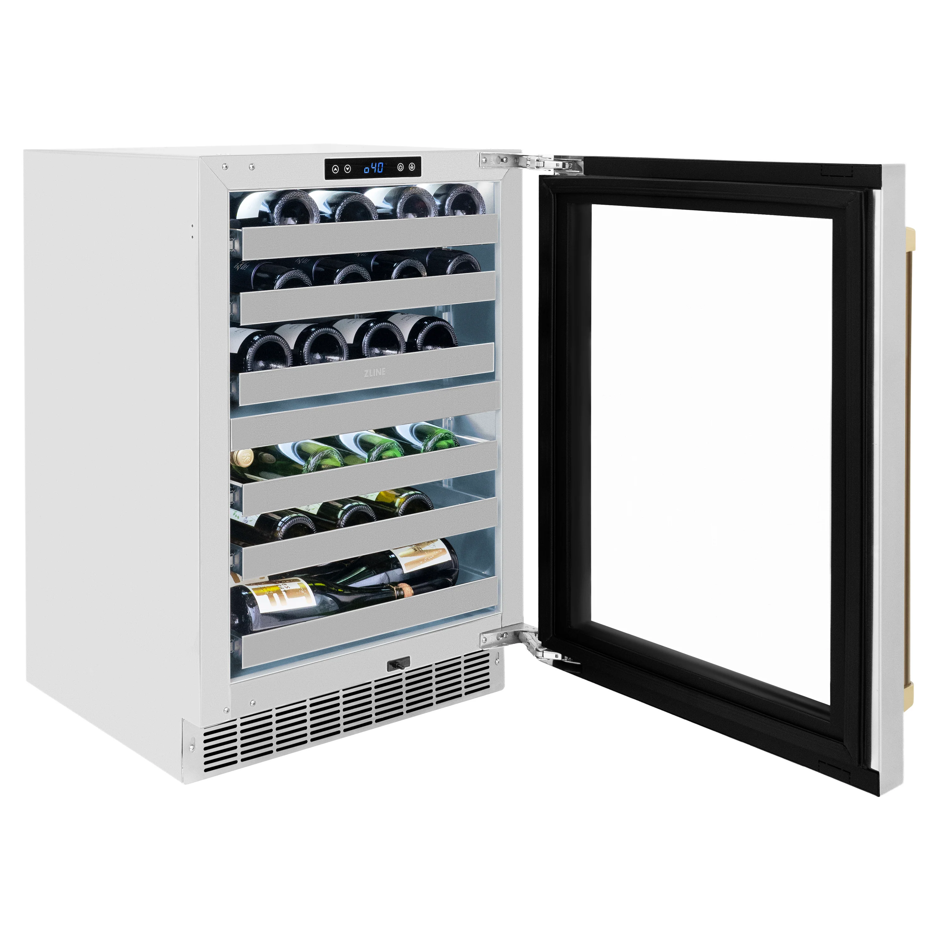 ZLINE 24 In. Touchstone Wine Cooler with Stainless Steel Glass Door and Champagne Bronze Handle (RWDOZ-GS-24-CB) - Image 6
