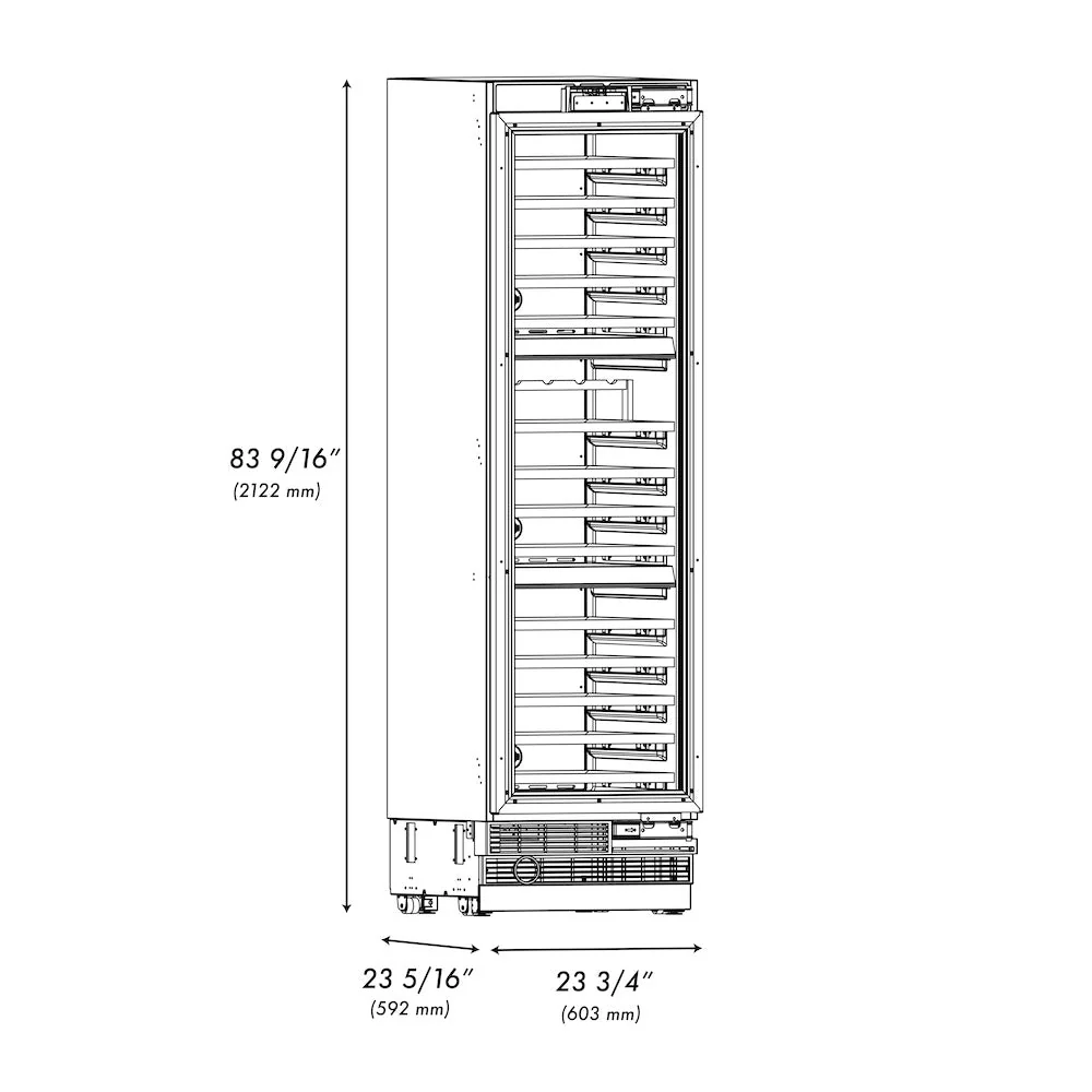 ZLINE Autograph Edition 24 in. 12.4 cu. ft. Triple Zone 100 Bottle Panel Ready Column Wine Cooler with Matte Black Accents (RBCWVZ-24-MB) - Image 12