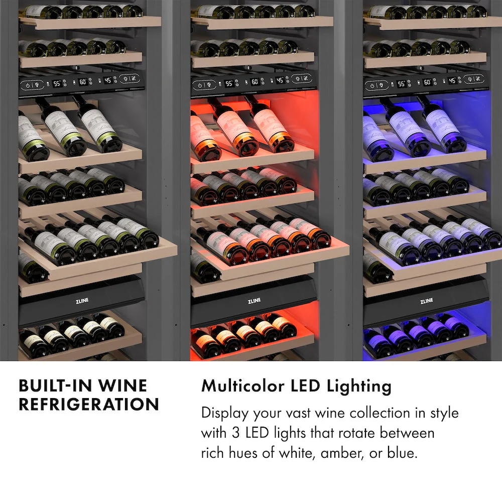 ZLINE Autograph Edition 24 in. 12.4 cu. ft. Triple Zone 100 Bottle Panel Ready Column Wine Cooler with Matte Black Accents (RBCWVZ-24-MB) - Image 15