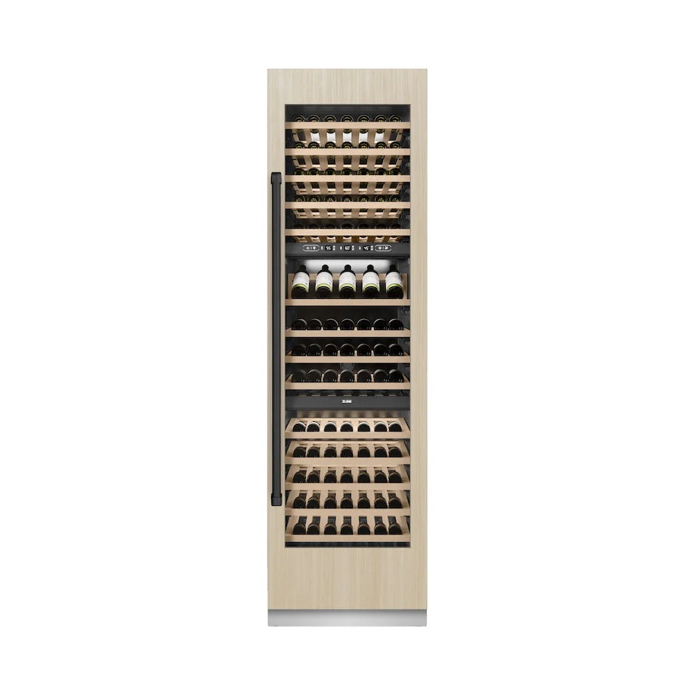 ZLINE Autograph Edition 24 in. 12.4 cu. ft. Triple Zone 100 Bottle Panel Ready Column Wine Cooler with Matte Black Accents (RBCWVZ-24-MB) - Image 8