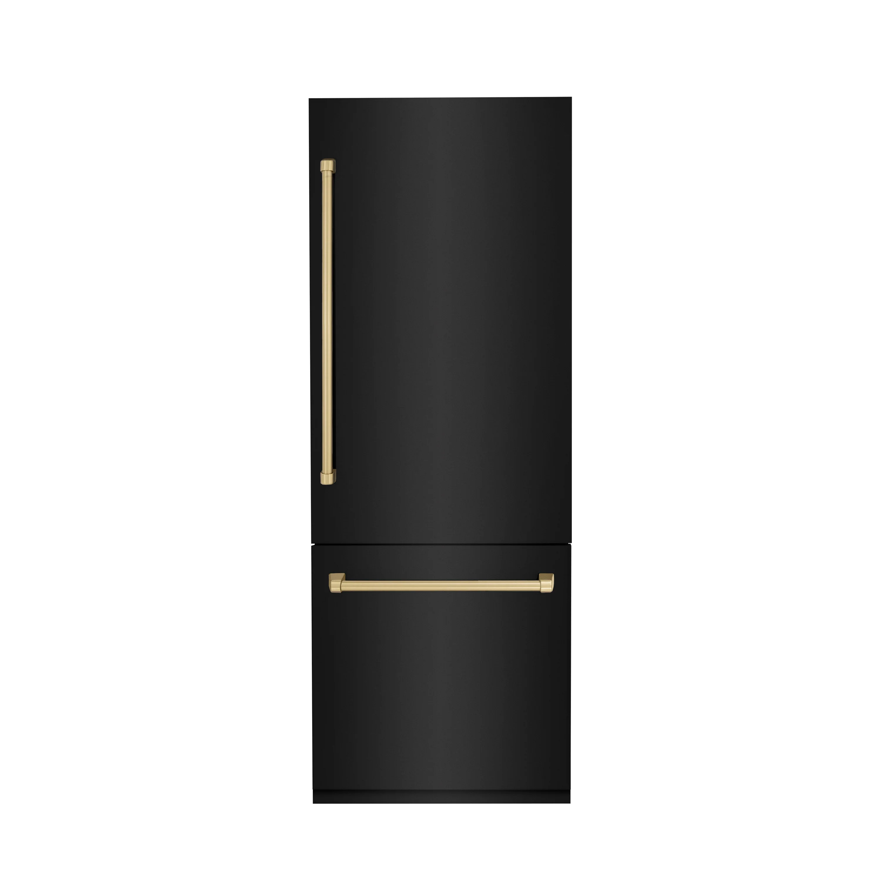 ZLINE Autograph Edition 30 in. 16.1 cu. ft. Built-In Bottom Freezer Refrigerator with Water Dispenser and Ice Maker in Black Stainless Steel with Champagne Bronze Accents (RBIVZ-BS-30-CB) - Image 4