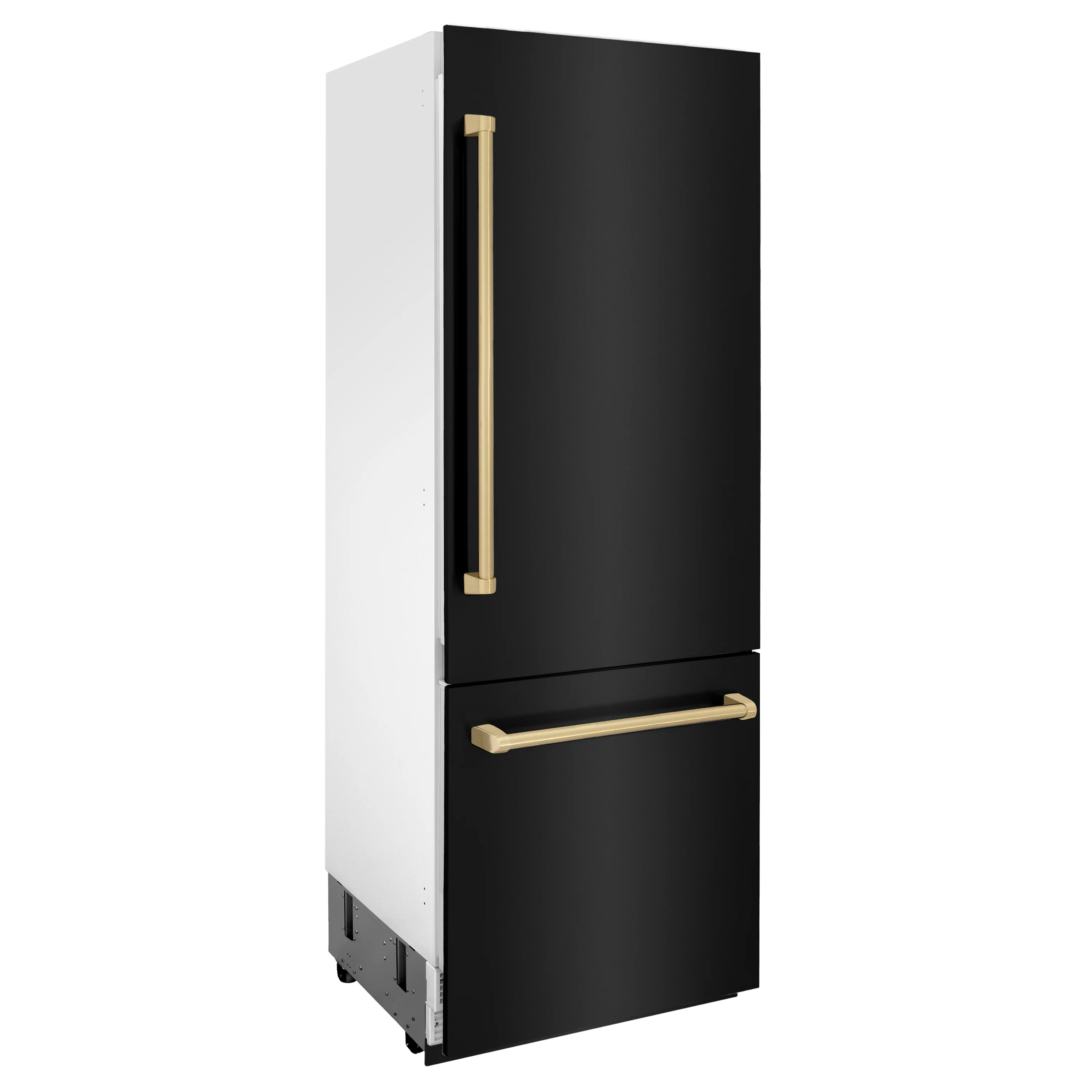 ZLINE Autograph Edition 30 in. 16.1 cu. ft. Built-In Bottom Freezer Refrigerator with Water Dispenser and Ice Maker in Black Stainless Steel with Champagne Bronze Accents (RBIVZ-BS-30-CB) - Image 6