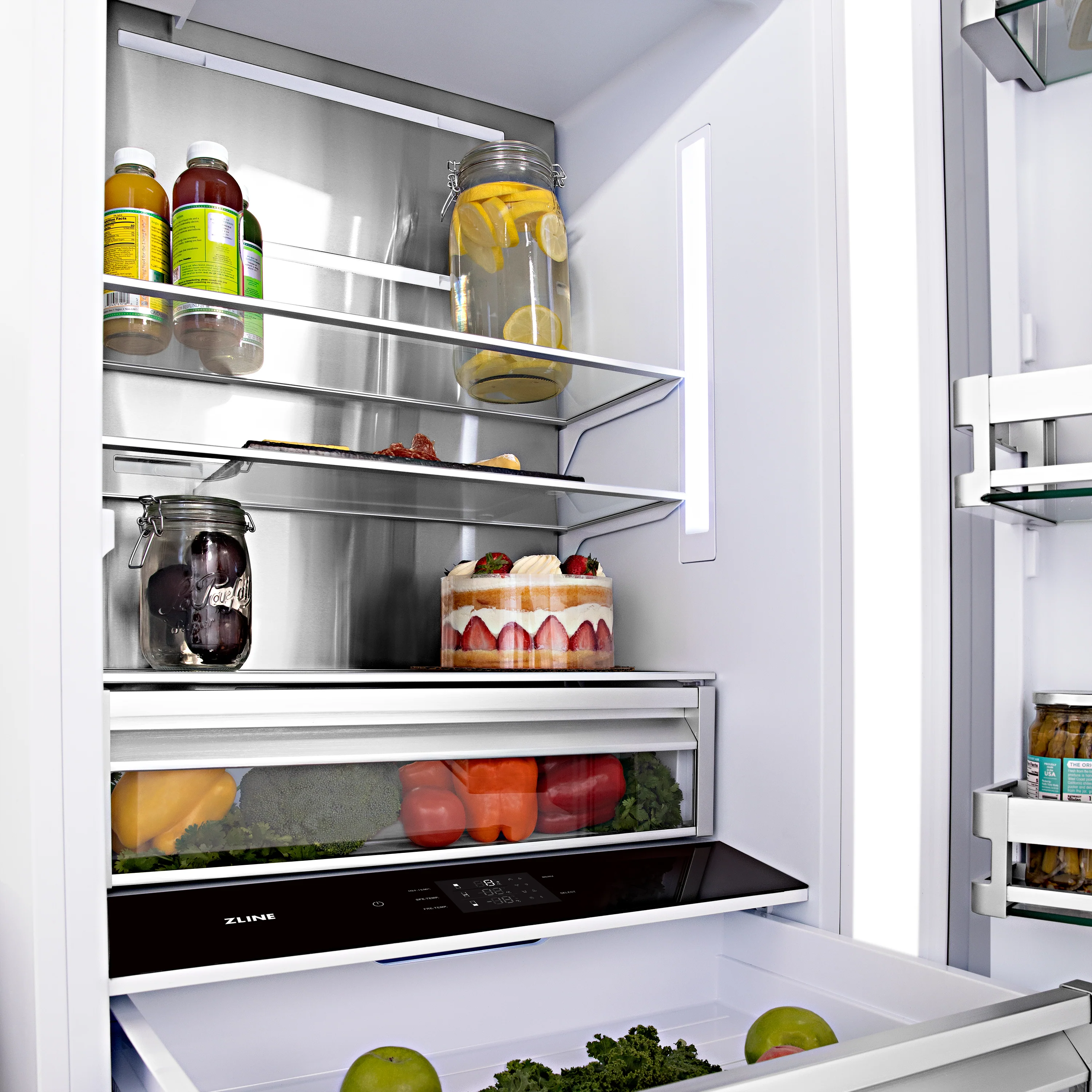 ZLINE Autograph Edition 30 in. 16.1 cu. ft. Panel Ready Built-In Bottom Freezer Refrigerator with Water Dispenser and Ice Maker with Champagne Bronze Accents (RBIVZ-30-CB) - Image 10