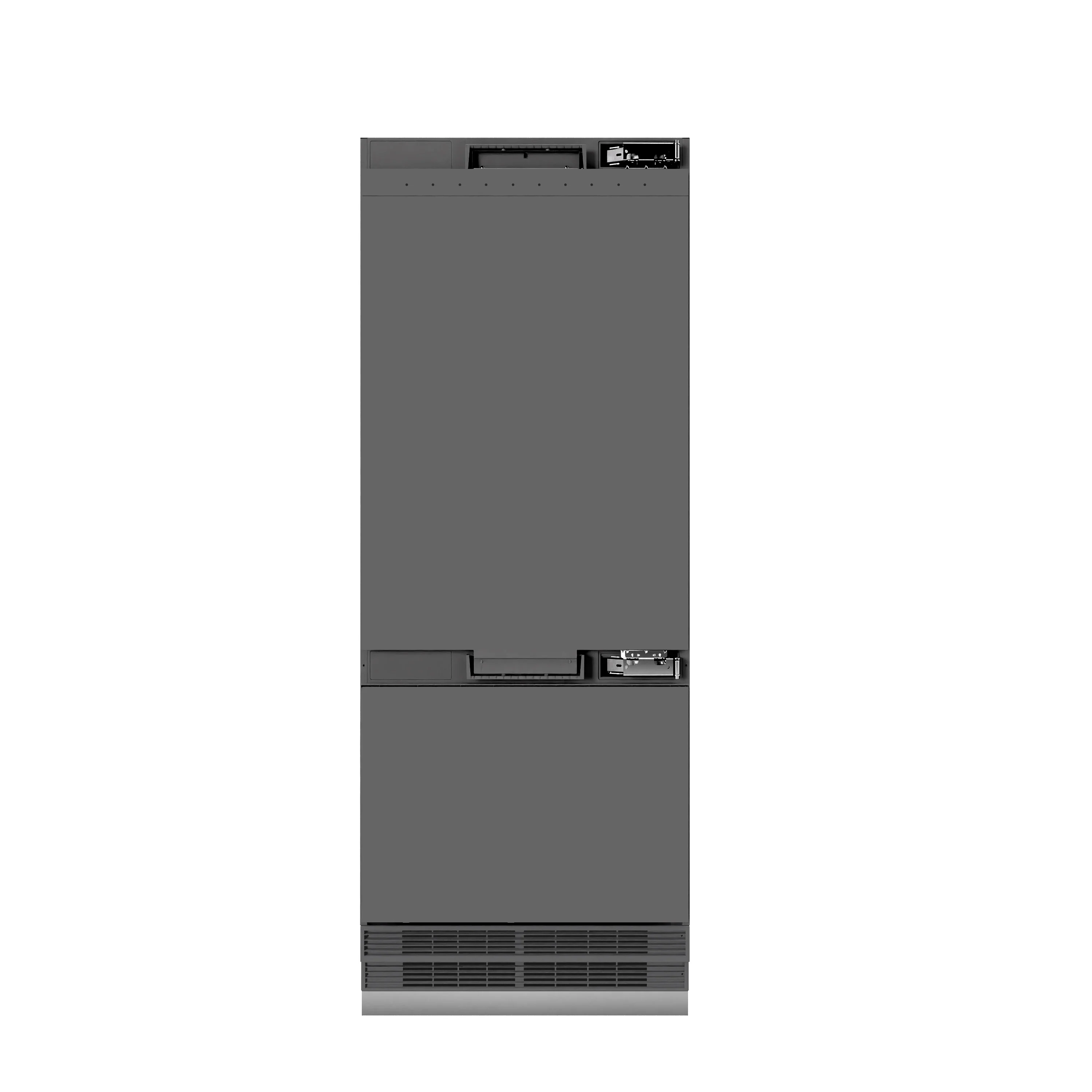 ZLINE Autograph Edition 30 in. 16.1 cu. ft. Panel Ready Built-In Bottom Freezer Refrigerator with Water Dispenser and Ice Maker with Graphite Gray Interior and Champagne Bronze Accents (GRBIVZ-30-CB) - Image 5