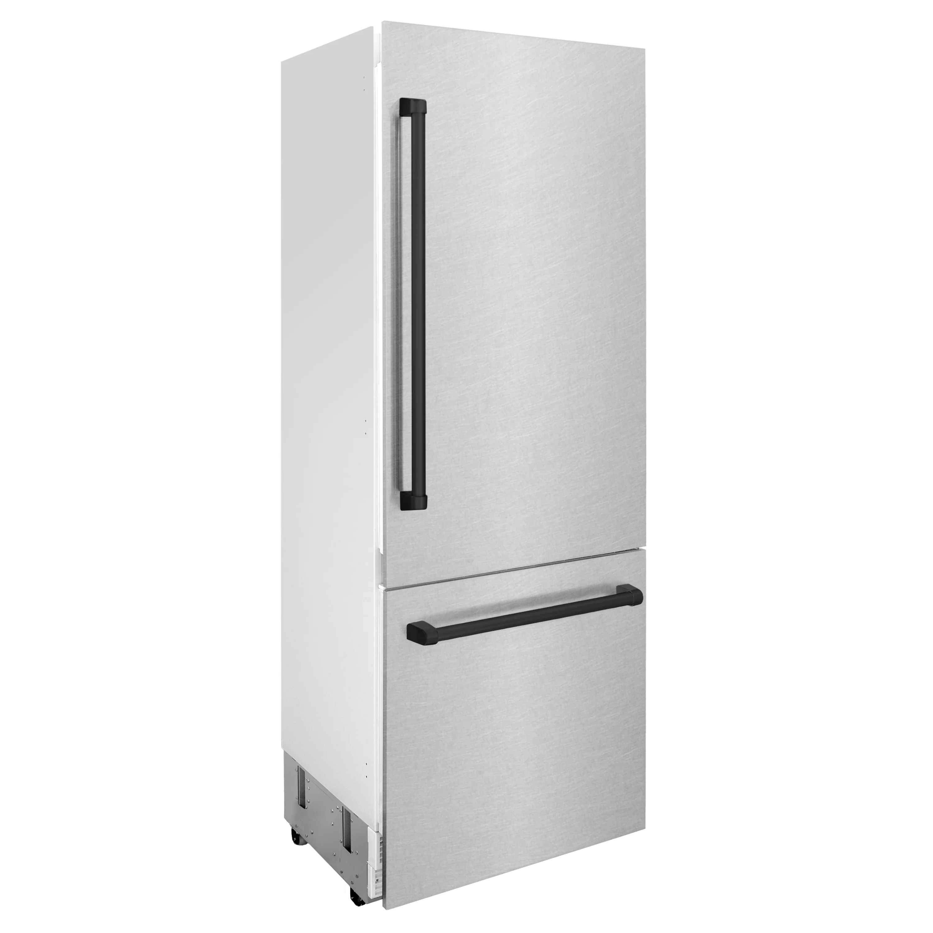 ZLINE Autograph Edition 30 in. 16.1 cu. ft. Built-In Bottom Freezer Refrigerator with Water Dispenser and Ice Maker in Satin Stainless Steel with Matte Black Accents (RBIVZ-SN-30-MB) - Image 4