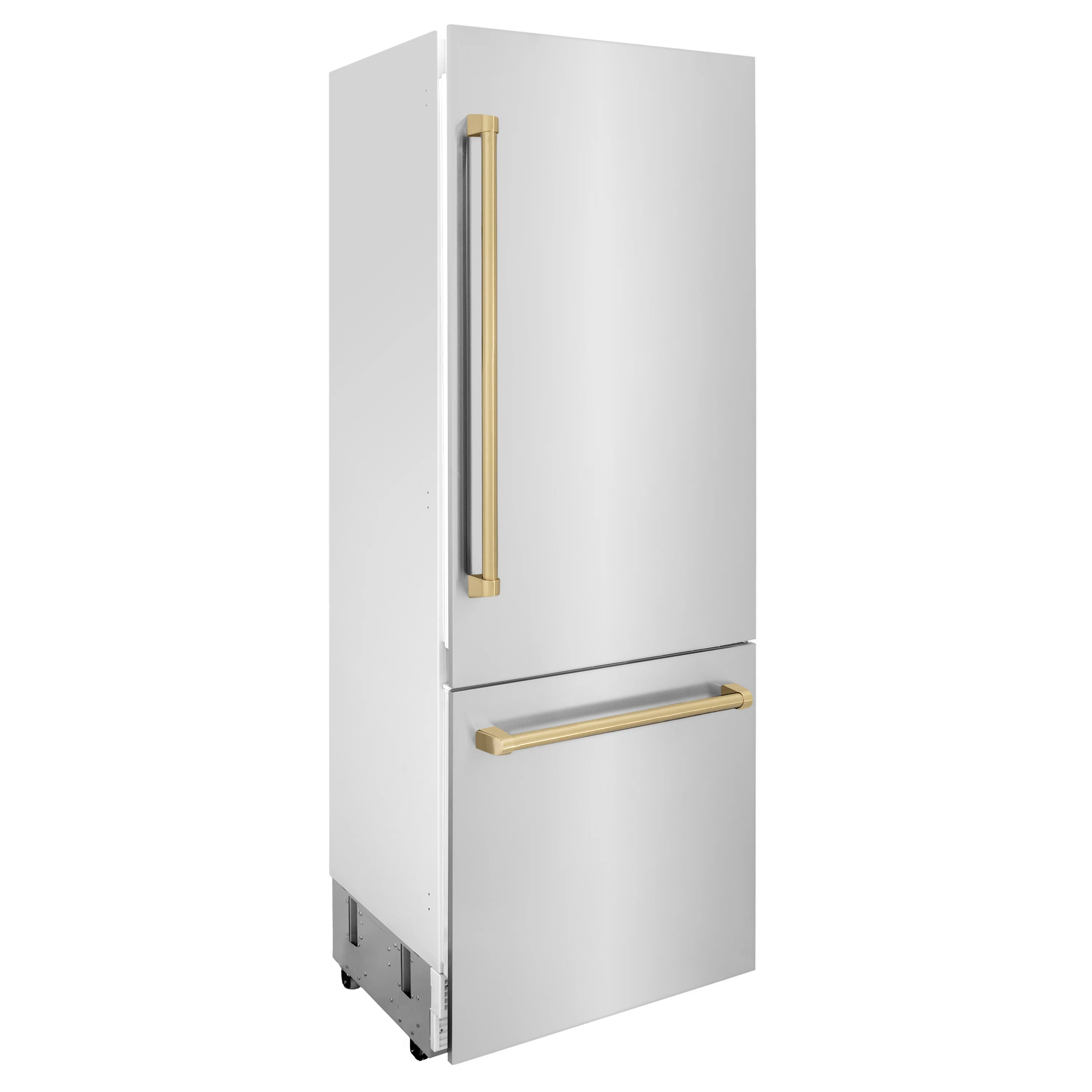 ZLINE Autograph Edition 30 in. 16.1 cu. ft. Built-In Bottom Freezer Refrigerator with Water Dispenser and Ice Maker in Stainless Steel with Champagne Bronze Accents (RBIVZ-304-30-CB) - Image 7