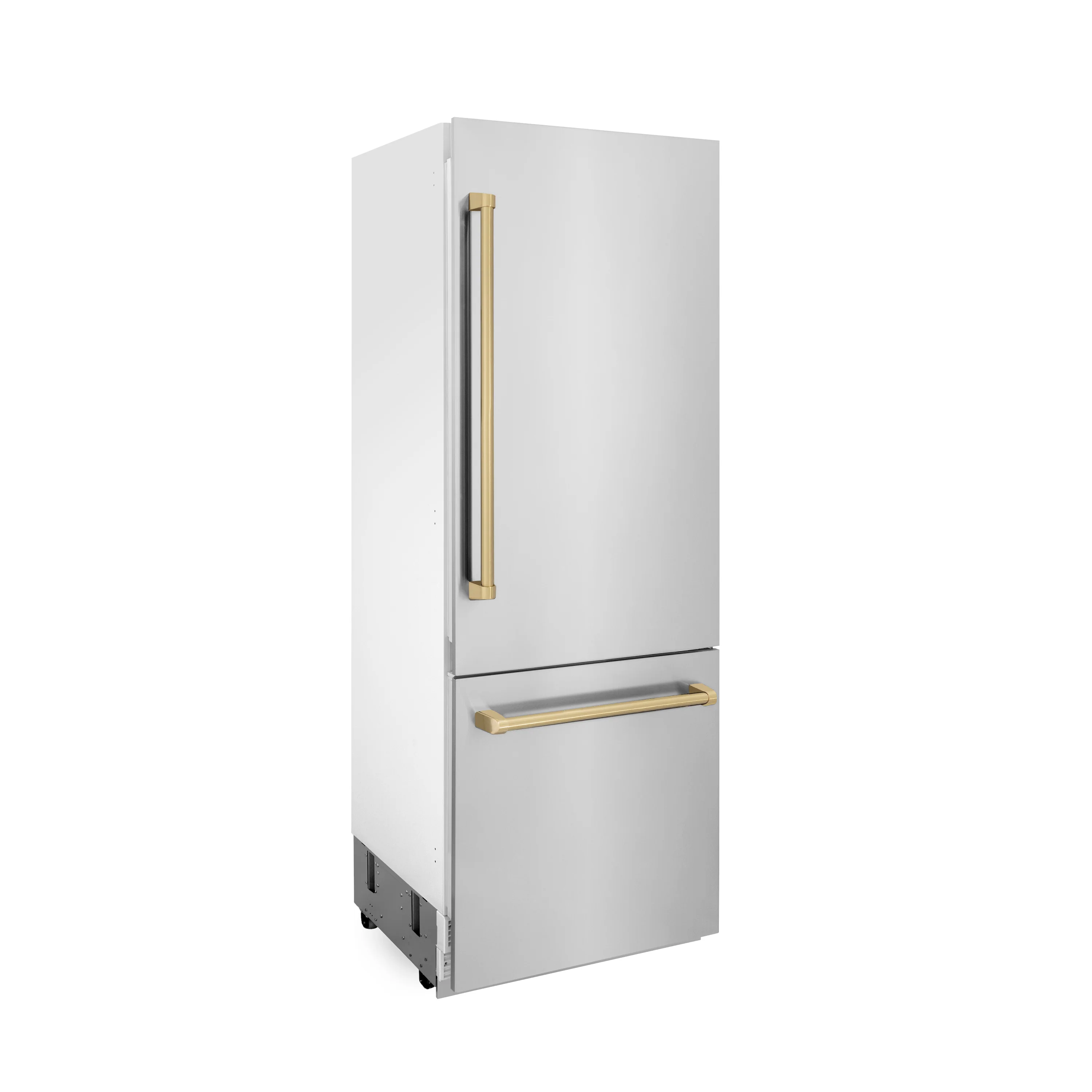 ZLINE Autograph Edition 30 in. 16.1 cu. ft. Built-In Bottom Freezer Refrigerator with Water Dispenser and Ice Maker in Stainless Steel with Champagne Bronze Accents (RBIVZ-304-30-CB) - Image 8