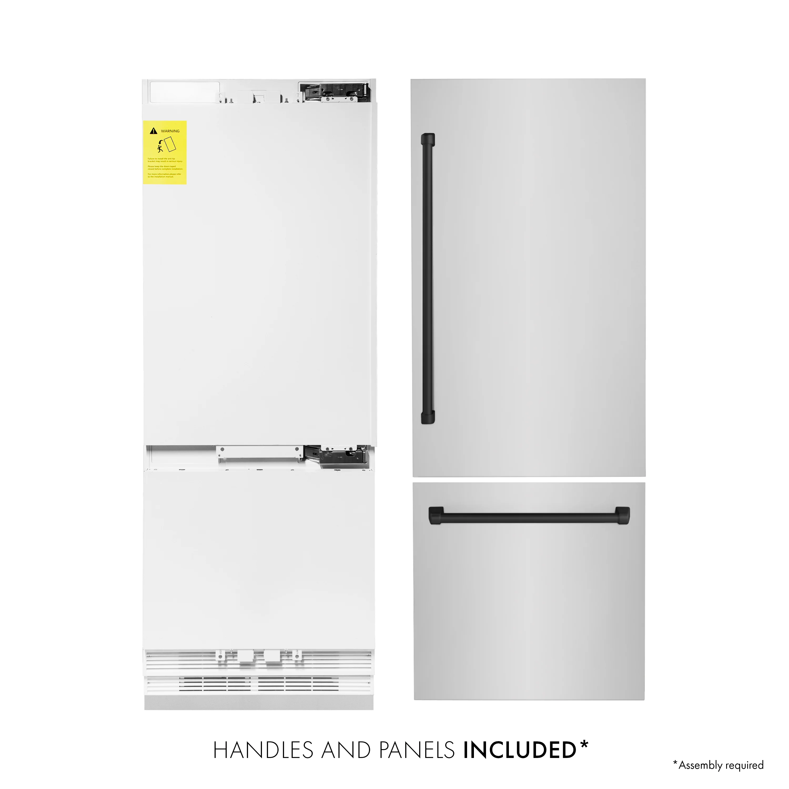 ZLINE Autograph Edition 30 in. 16.1 cu. ft. Built-In Bottom Freezer Refrigerator with Water Dispenser and Ice Maker in Stainless Steel with Matte Black Accents (RBIVZ-304-30-MB) - Image 2