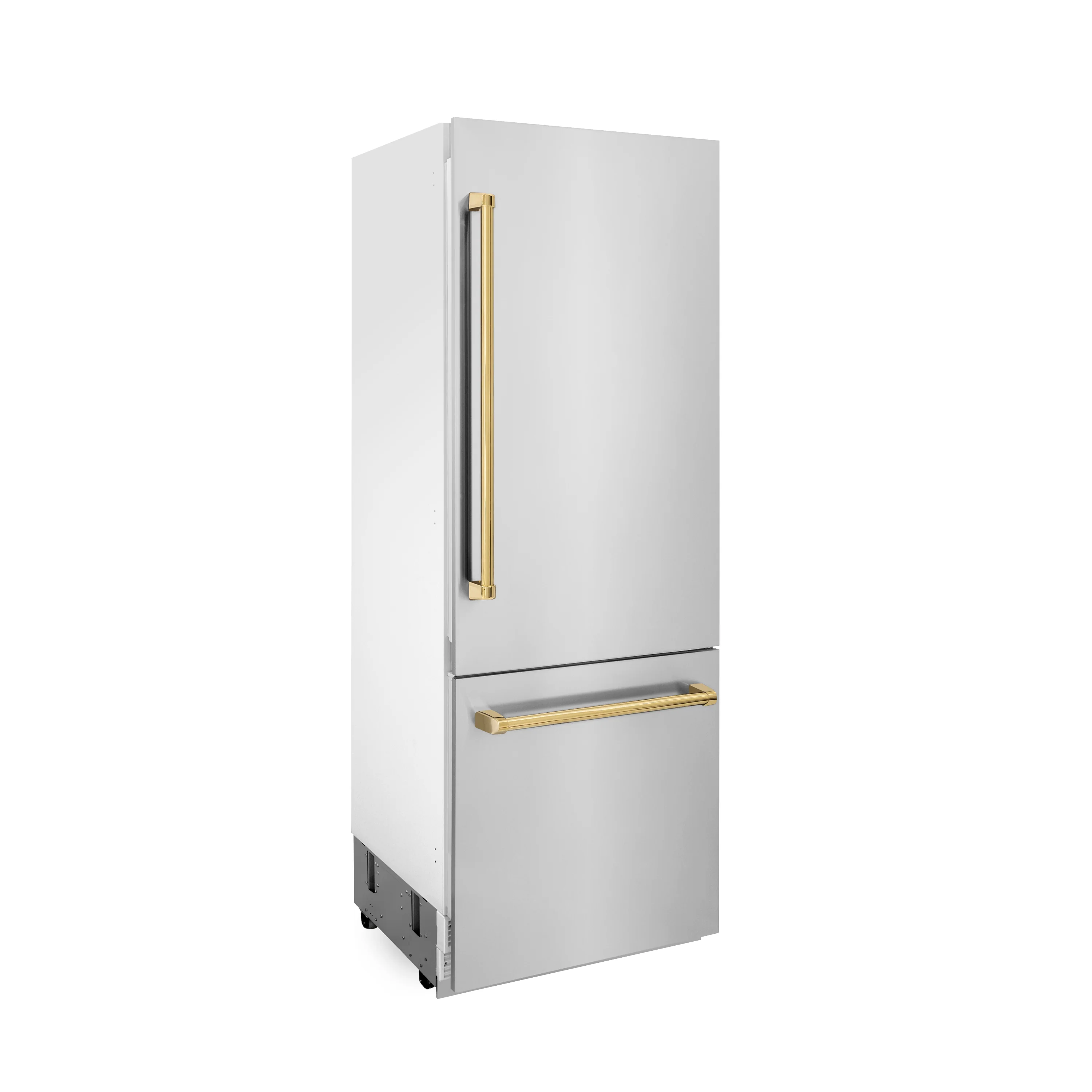 ZLINE Autograph Edition 30 in. 16.1 cu. ft. Built-In Bottom Freezer Refrigerator with Water Dispenser and Ice Maker in Stainless Steel with Polished Gold Accents (RBIVZ-304-30-G) - Image 8