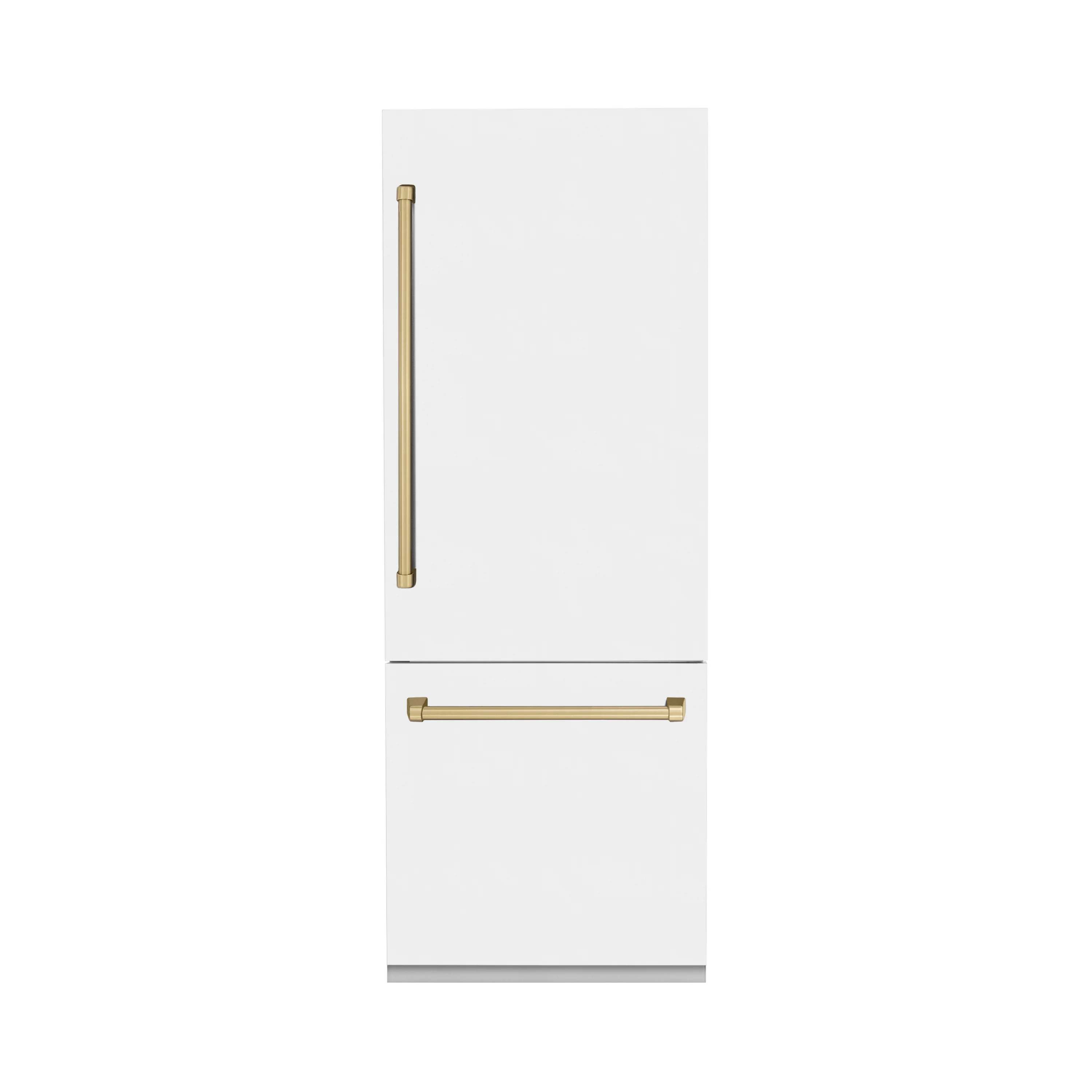 ZLINE Autograph Edition 30 in. 16.1 cu. ft. Built-In Bottom Freezer Refrigerator with Water Dispenser and Ice Maker in White Matte with Champagne Bronze Accents (RBIVZ-WM-30-CB) - Image 5
