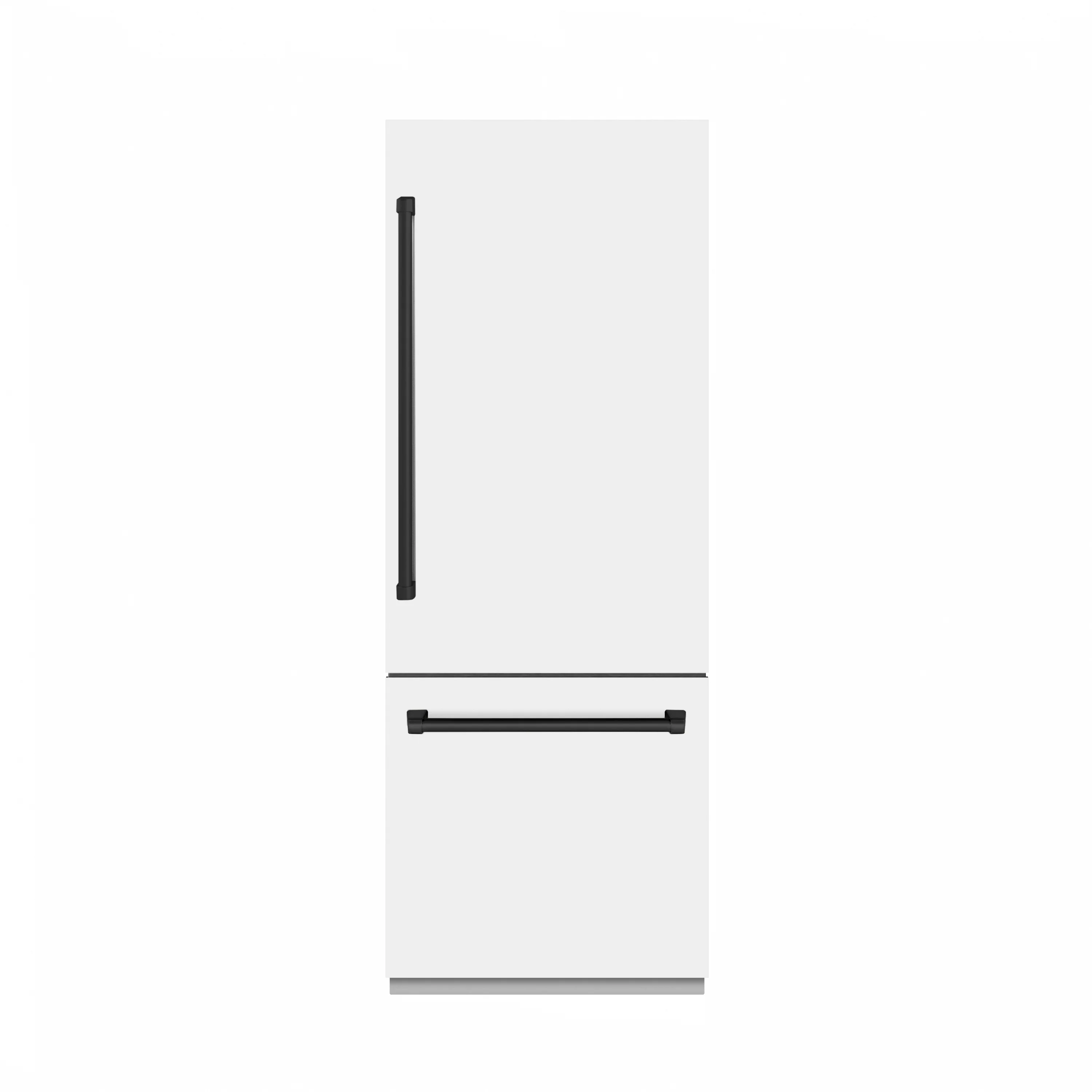 ZLINE Autograph Edition 30 in. 16.1 cu. ft. Built-In Bottom Freezer Refrigerator with Water Dispenser and Ice Maker in White Matte with Graphite Gray Interior and Matte Black Accents (GRBIVZ-WM-30-MB) - Image 5