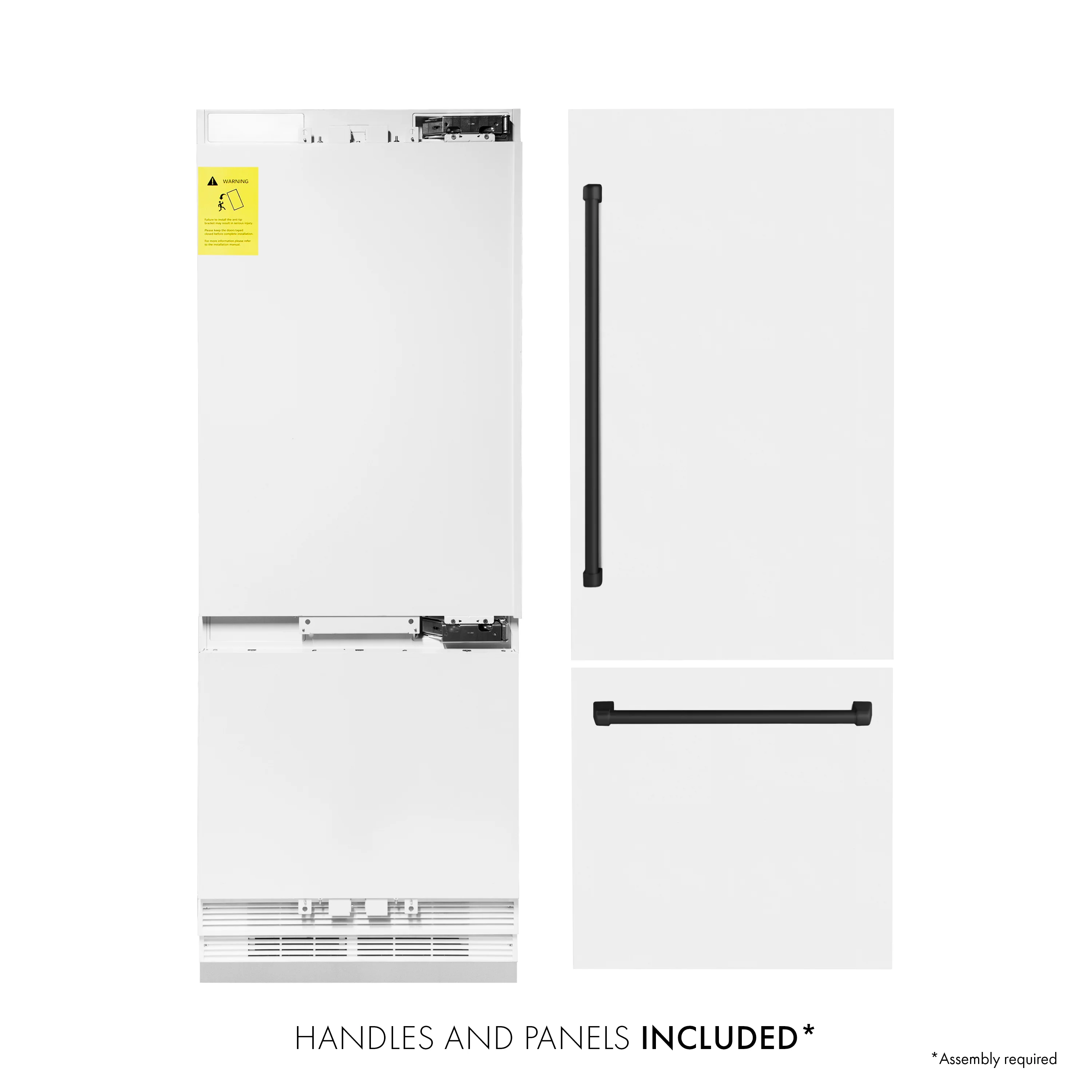 ZLINE Autograph Edition 30 in. 16.1 cu. ft. Built-In Bottom Freezer Refrigerator with Water Dispenser and Ice Maker in White Matte with Matte Black Accents (RBIVZ-WM-30-MB) - Image 3
