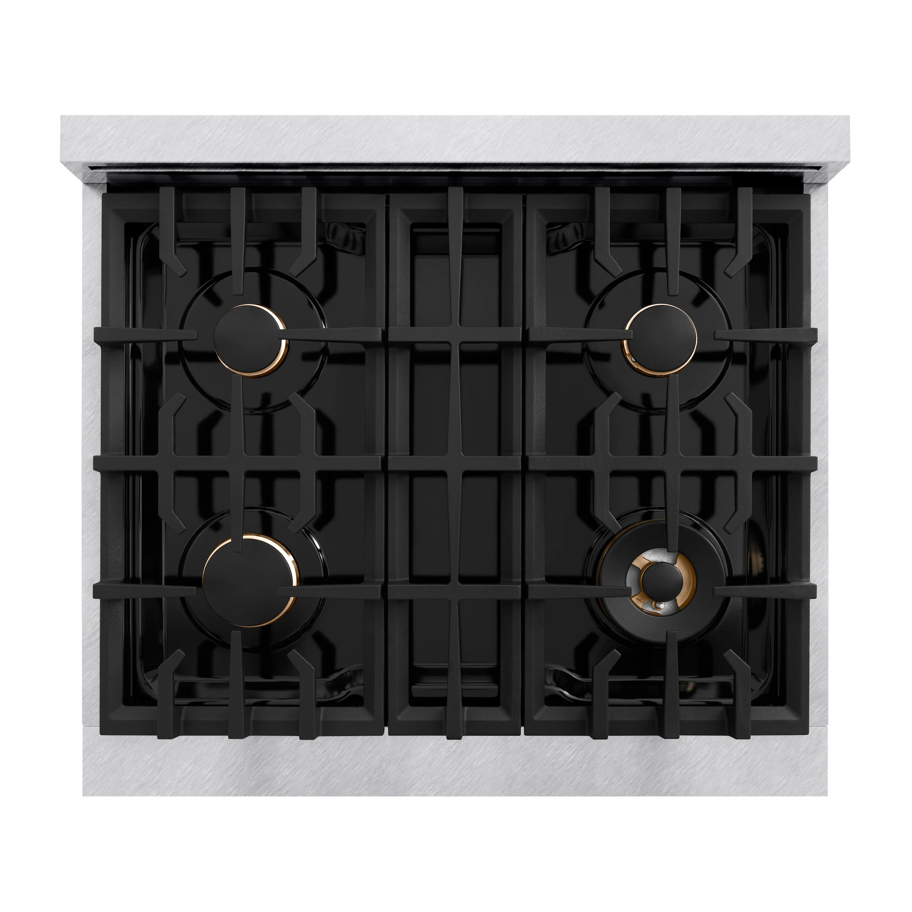 ZLINE Autograph Edition 30 in. 4.2 cu. ft. Classic Dual Fuel Range with 4 Burner Gas Cooktop and Electric Convection Oven in Satin Stainless Steel with White Matte Door and Polished Gold Accents (CDRSZ-WM-30-G) - Image 8