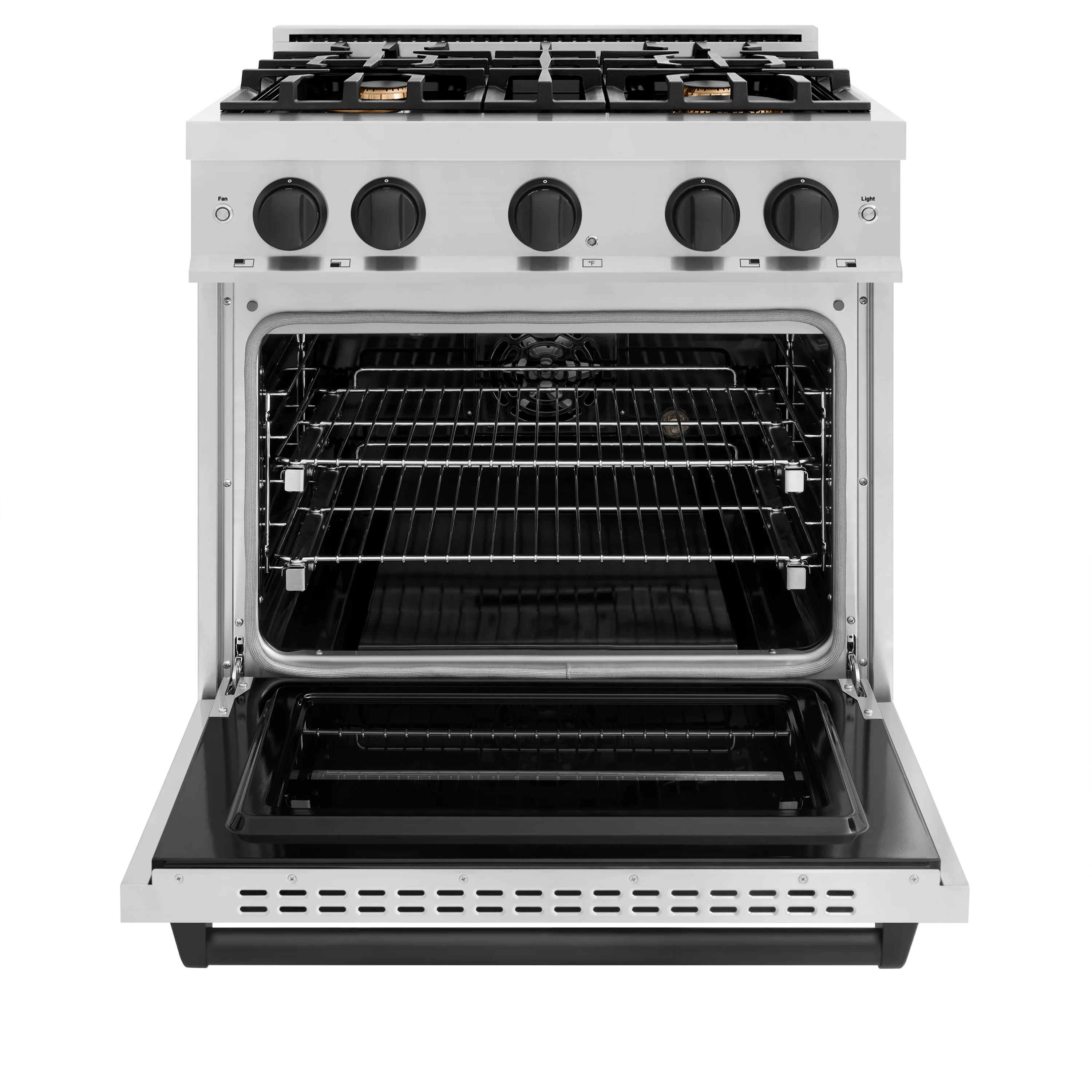 ZLINE Autograph Edition 30 in. 4.2 cu. ft. Classic Dual Fuel Range with 4 Burner Gas Cooktop and Electric Convection Oven in Stainless Steel with Matte Black Accents (CDRZ-30-MB) - Image 3