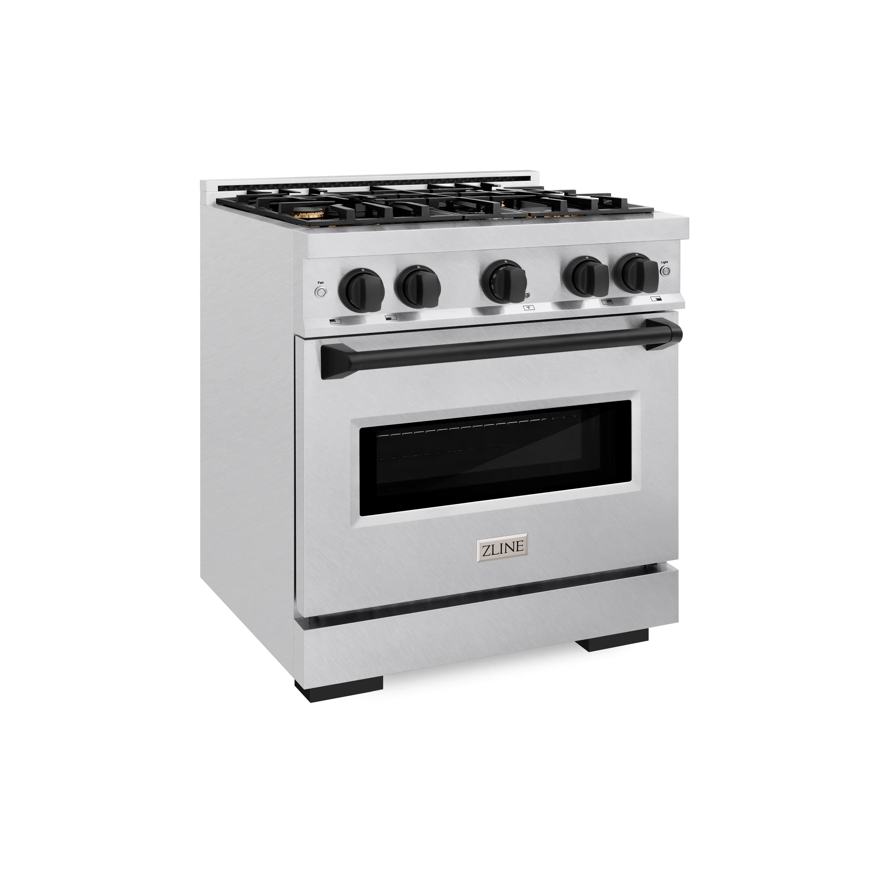 ZLINE Autograph Edition 30 in. 4.2 cu. ft. Classic Gas Range with 4 Burner Cooktop and Convection Gas Oven in Satin Stainless Steel and Matte Black Accents (CGRSZ-30-MB) - Image 4