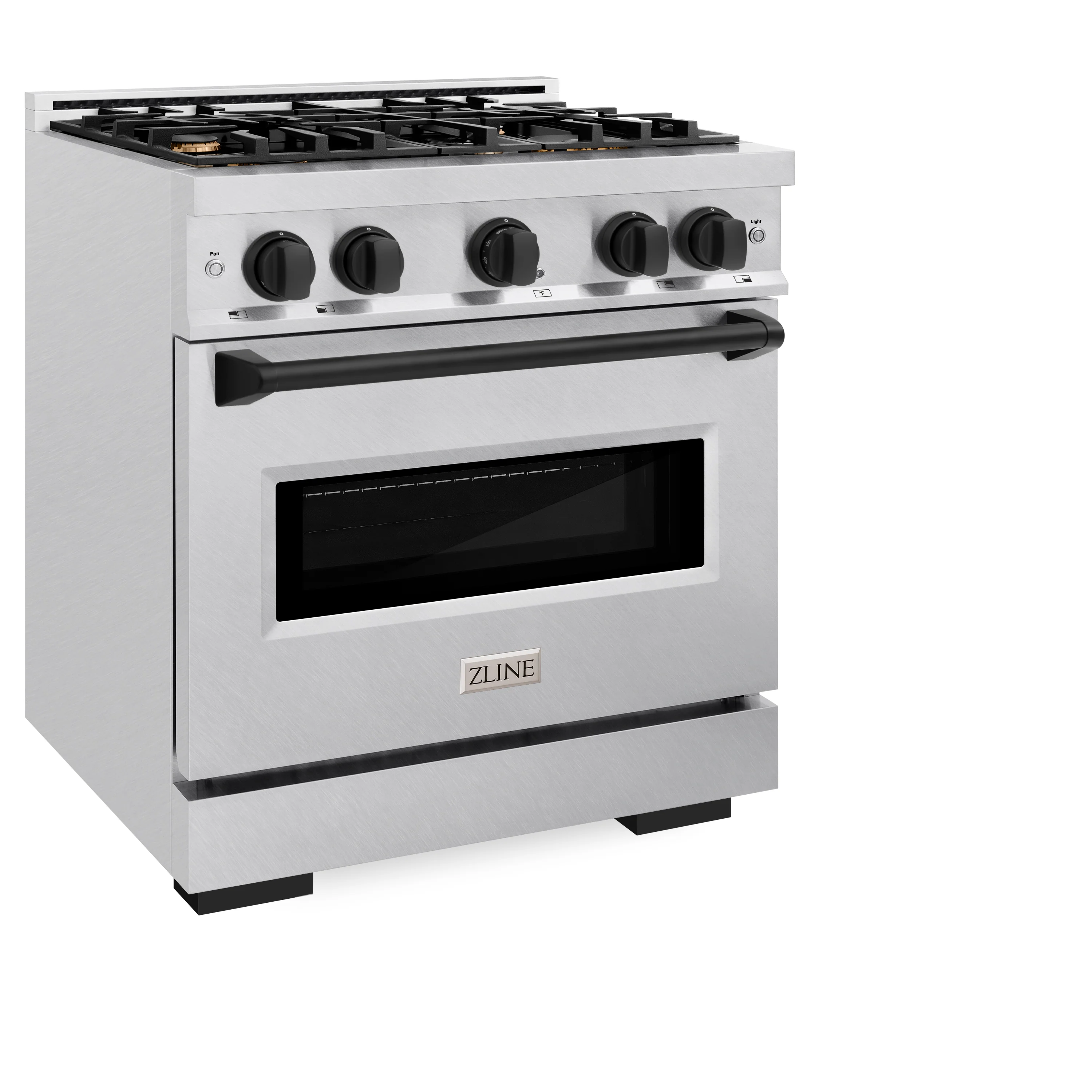 ZLINE Autograph Edition 30 in. 4.2 cu. ft. Classic Gas Range with 4 Burner Cooktop and Convection Gas Oven in Satin Stainless Steel with White Matte Door and Matte Black Accents (CGRSZ-WM-30-MB) - Image 6