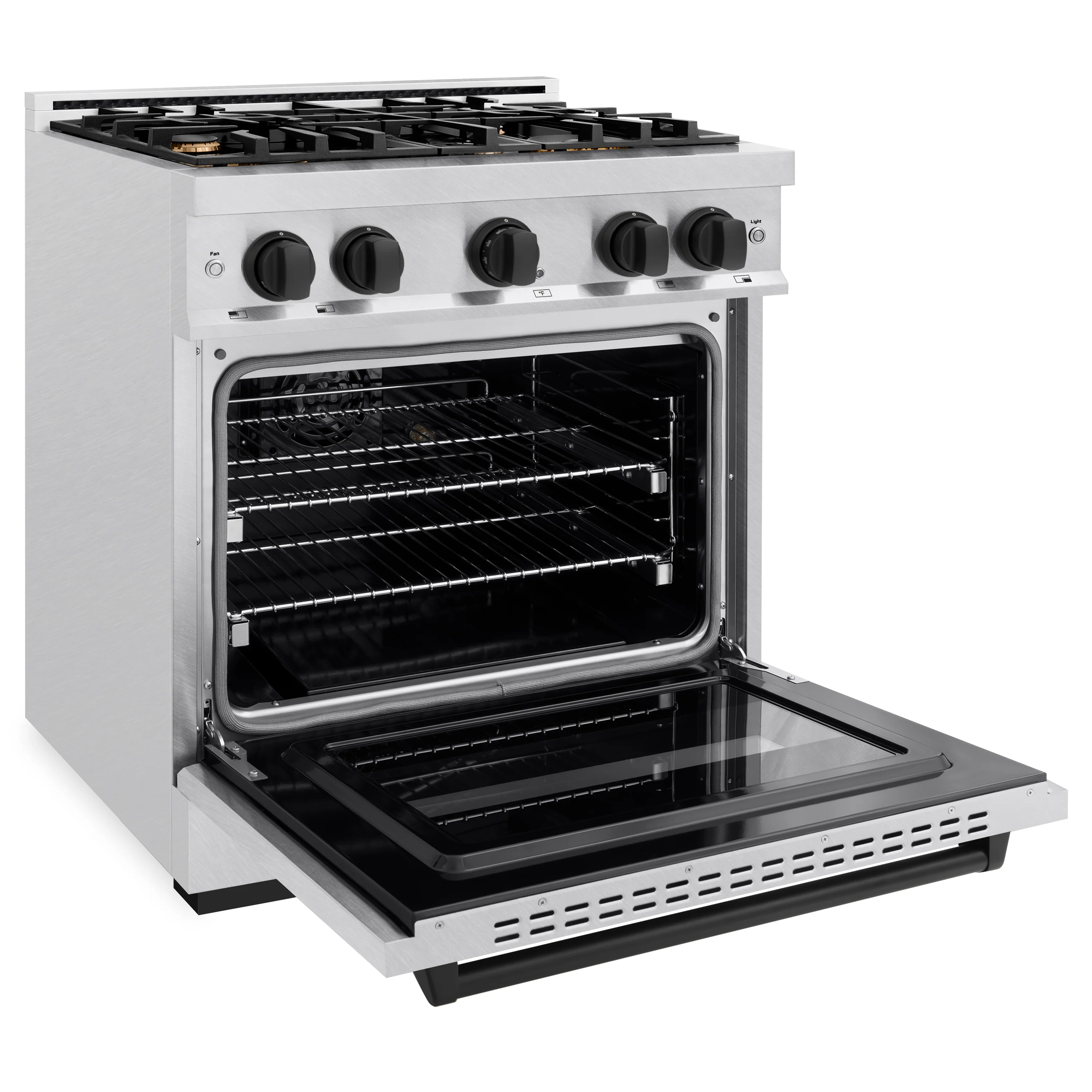 ZLINE Autograph Edition 30 in. 4.2 cu. ft. Classic Gas Range with 4 Burner Cooktop and Convection Gas Oven in Stainless Steel and Matte Black Accents (CGRZ-30-MB) - Image 6