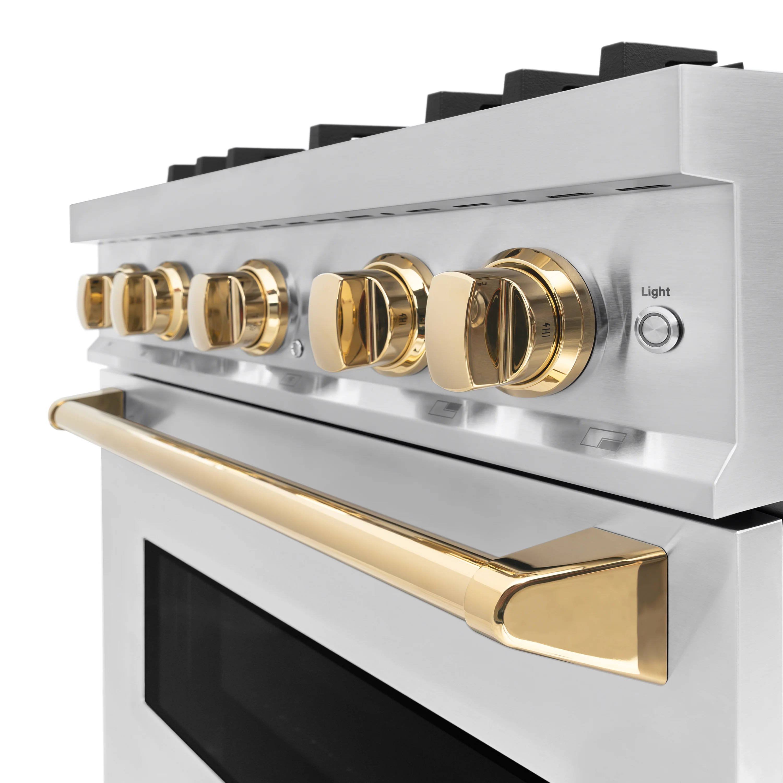 ZLINE Autograph Edition 30 in. 4.2 cu. ft. Classic Gas Range with 4 Burner Cooktop and Convection Gas Oven in Stainless Steel and Polished Gold Accents (CGRZ-30-G) - Image 7