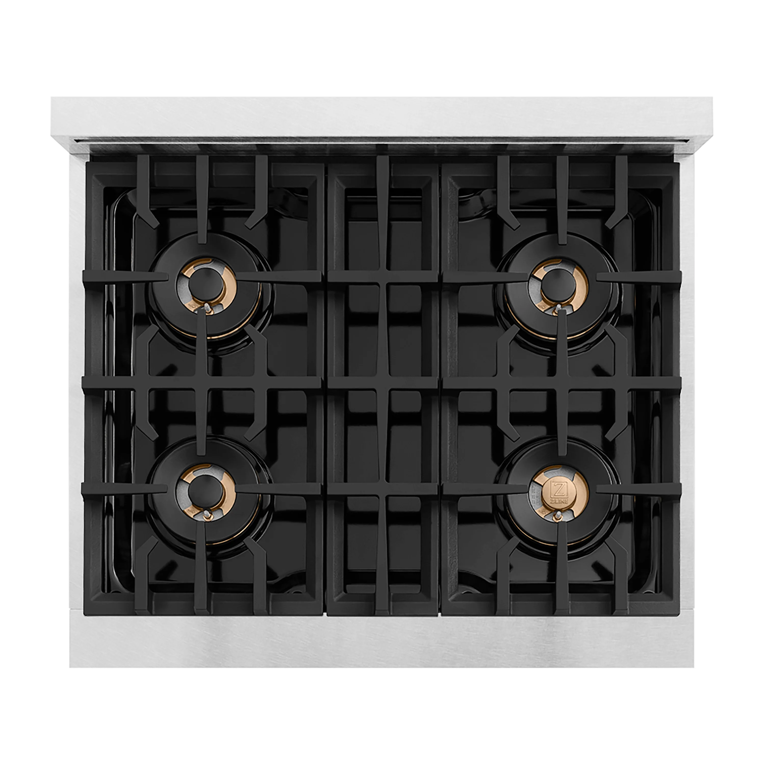ZLINE Autograph Edition 30 in. Classic Gas Rangetop with 4 Burner DuoPro™ Cooktop in Satin Stainless Steel and Polished Gold Accents (PCRTSZ-30-G) - Image 2