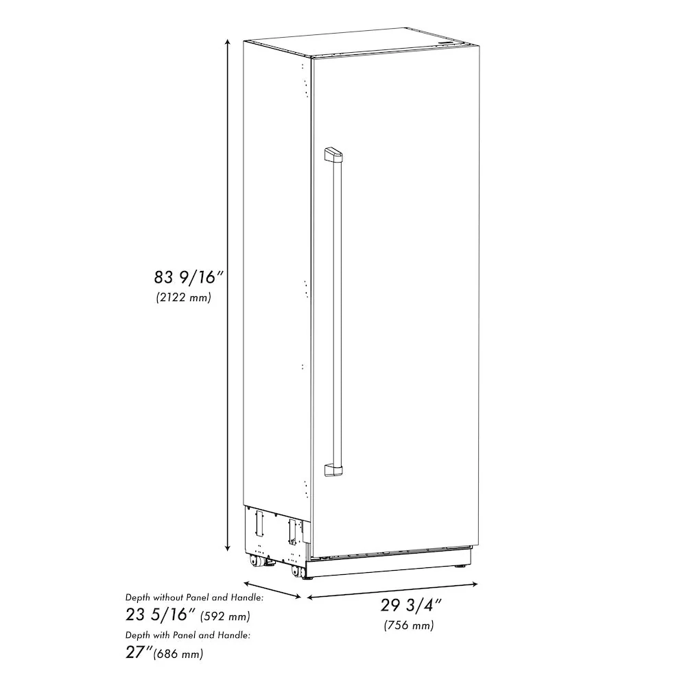 ZLINE Autograph Edition 30 in. 16.7 cu. ft. Column Refrigerator in Black Stainless Steel with Graphite Gray Interior and Polished Gold Accents (RCRVZ-BS-30-G) - Image 9