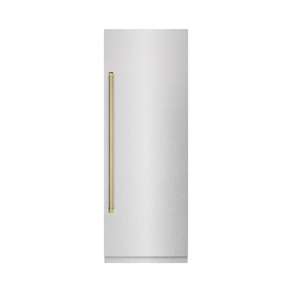 ZLINE Autograph Edition 30 in. 16.7 cu. ft. Column Refrigerator in Satin Stainless Steel with Graphite Gray Interior and Champagne Bronze Accents (RCRVZ-SN-30-CB) - Image 2