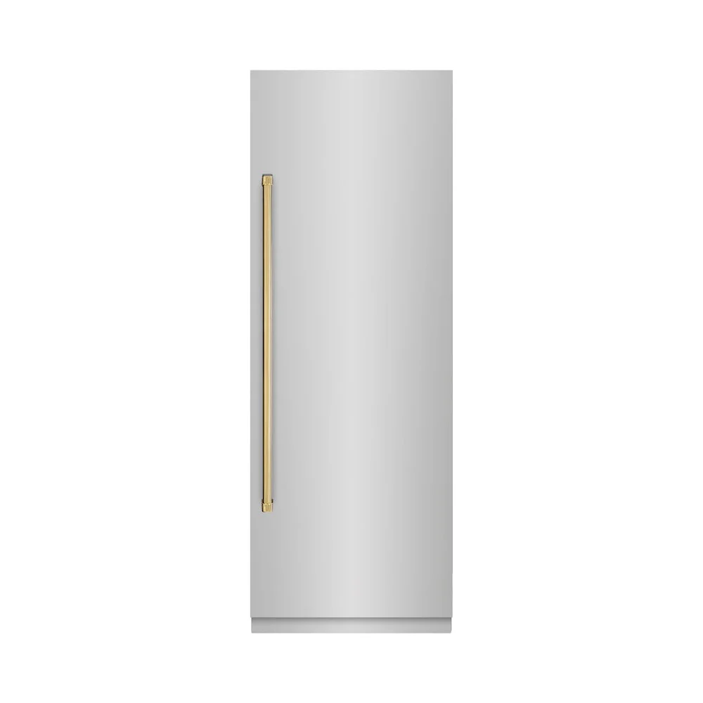 ZLINE Autograph Edition 30 in. 16.7 cu. ft. Column Refrigerator in Stainless Steel with Graphite Gray Interior and Polished Gold Accents (RCRVZ-30430-G) - Image 2