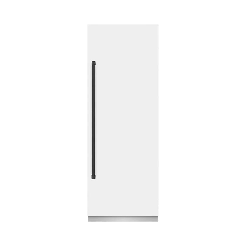 ZLINE Autograph Edition 30 in. 16.7 cu. ft. Column Refrigerator in White Matte with Graphite Gray Interior and Matte Black Accents (RCRVZ-WM-30-MB) - Image 2