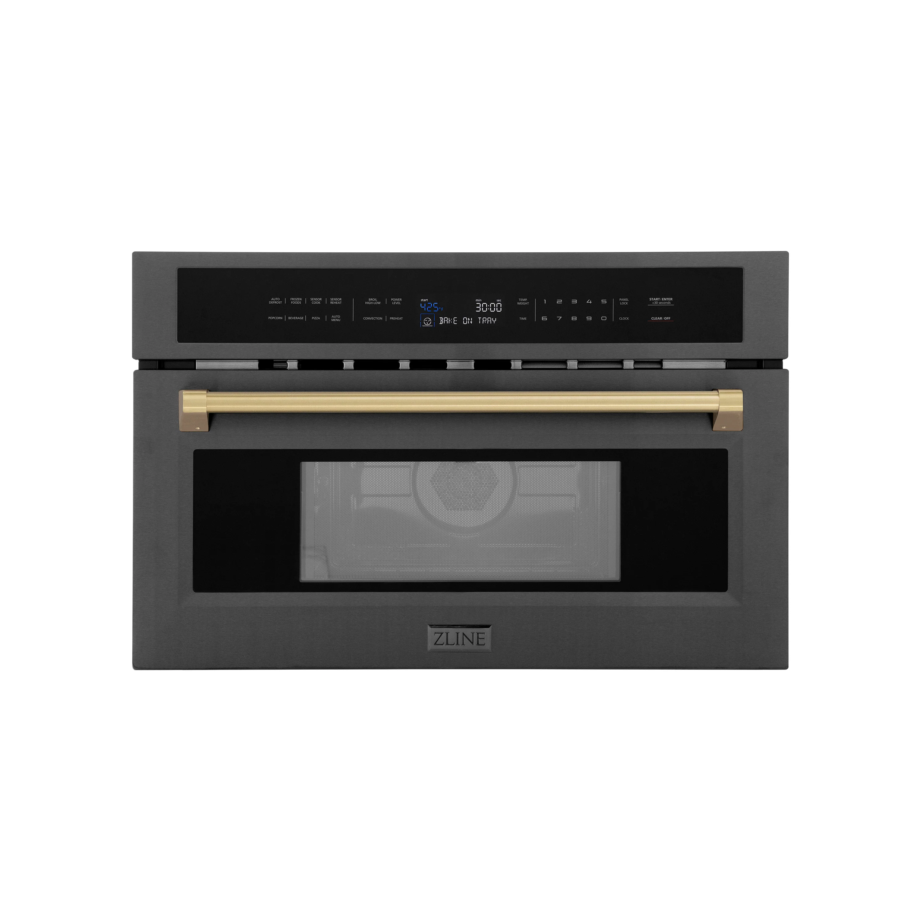 ZLINE Autograph Edition 30” 1.6 cu ft. Built-in Convection Microwave Oven in Black Stainless Steel and Champagne Bronze Accents (MWOZ-30-BS-CB) - Image 3