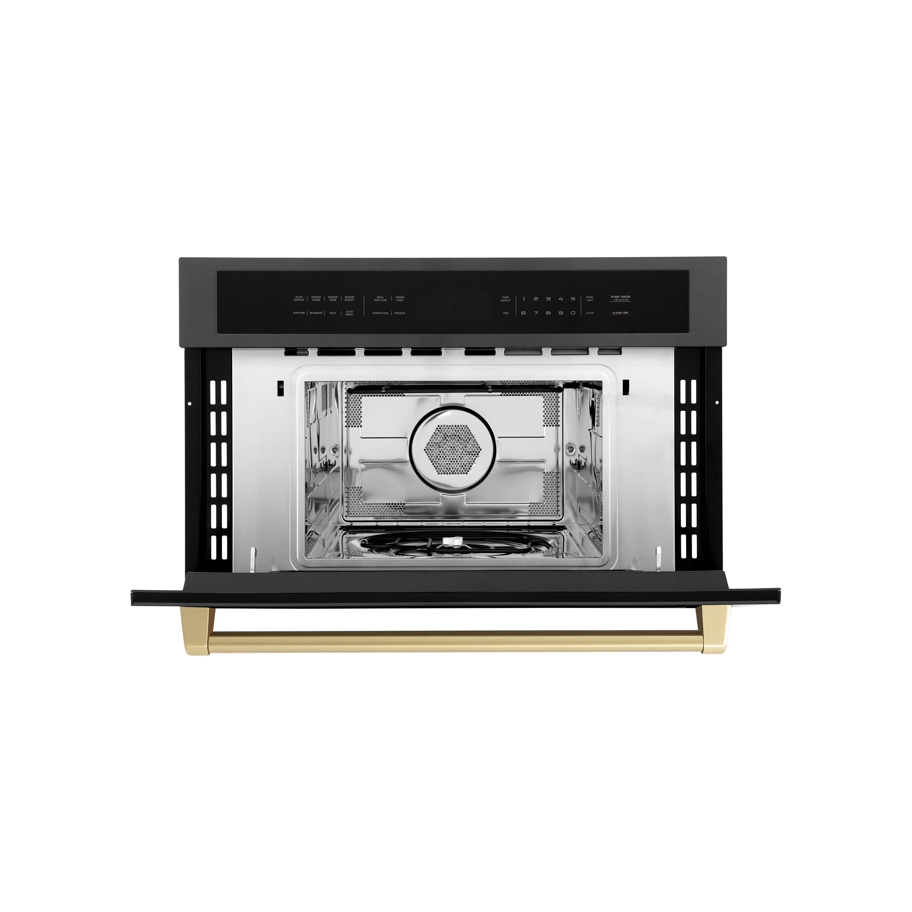 ZLINE Autograph Edition 30” 1.6 cu ft. Built-in Convection Microwave Oven in Black Stainless Steel and Champagne Bronze Accents (MWOZ-30-BS-CB) - Image 5