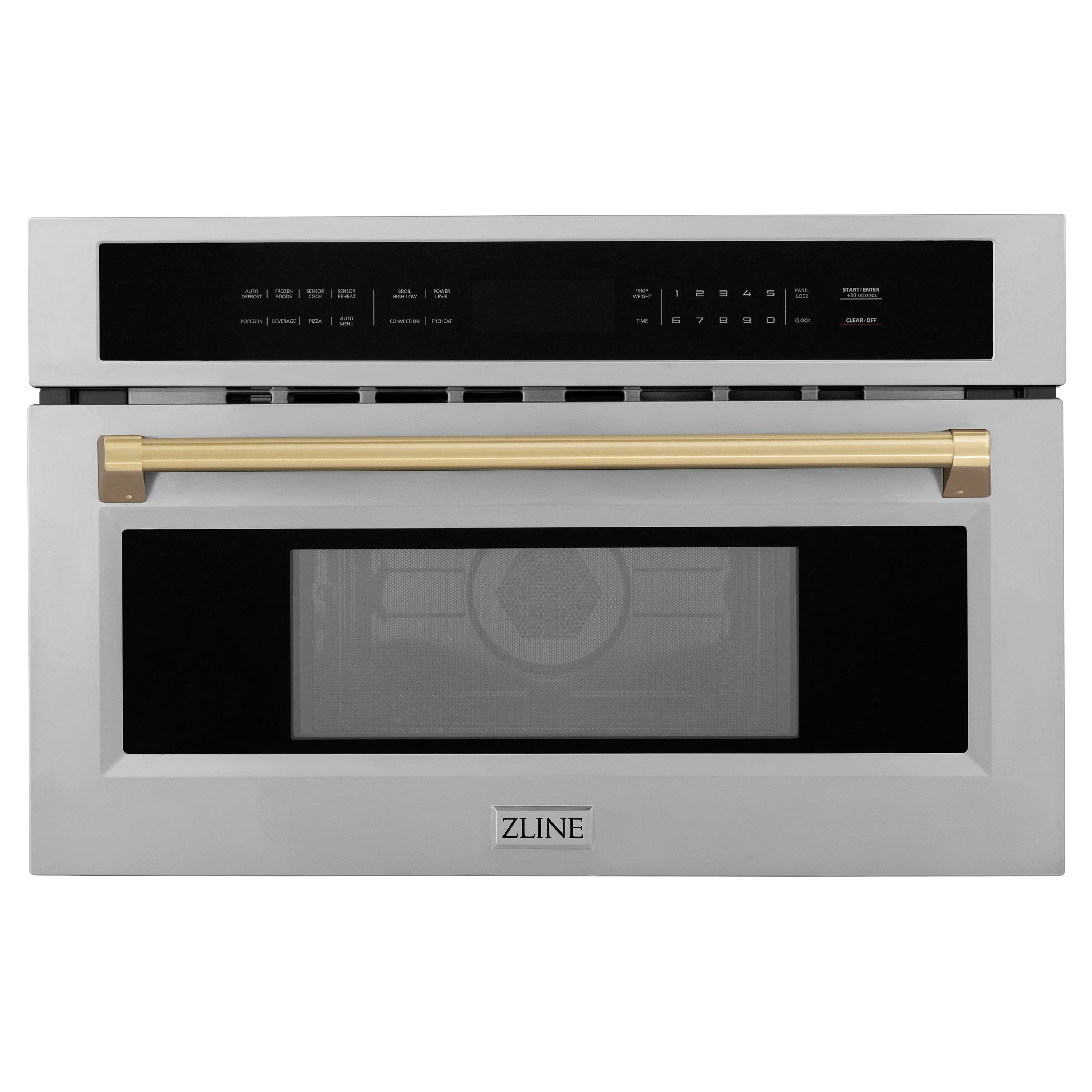 ZLINE Autograph Edition 30 in. 1.6 cu ft. Built-in Convection Microwave Oven in Satin Stainless Steel and Champagne Bronze Accents (MWOZ-30-SS-CB) - Image 3