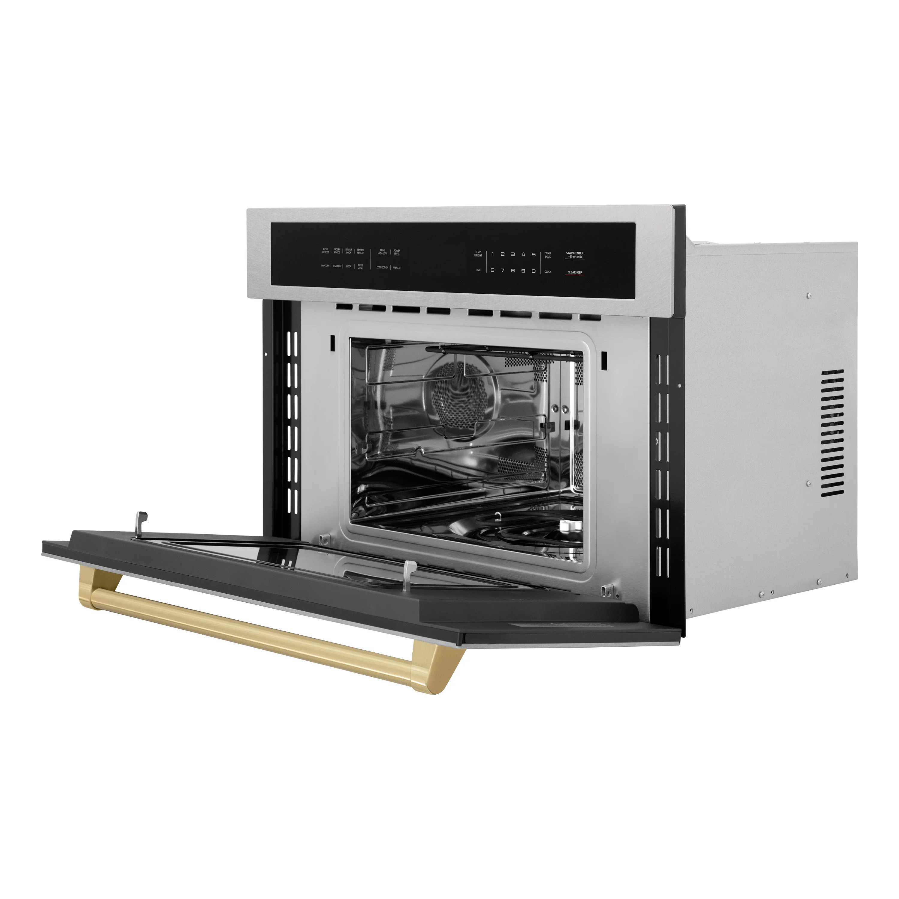ZLINE Autograph Edition 30 in. 1.6 cu ft. Built-in Convection Microwave Oven in Satin Stainless Steel and Champagne Bronze Accents (MWOZ-30-SS-CB) - Image 5