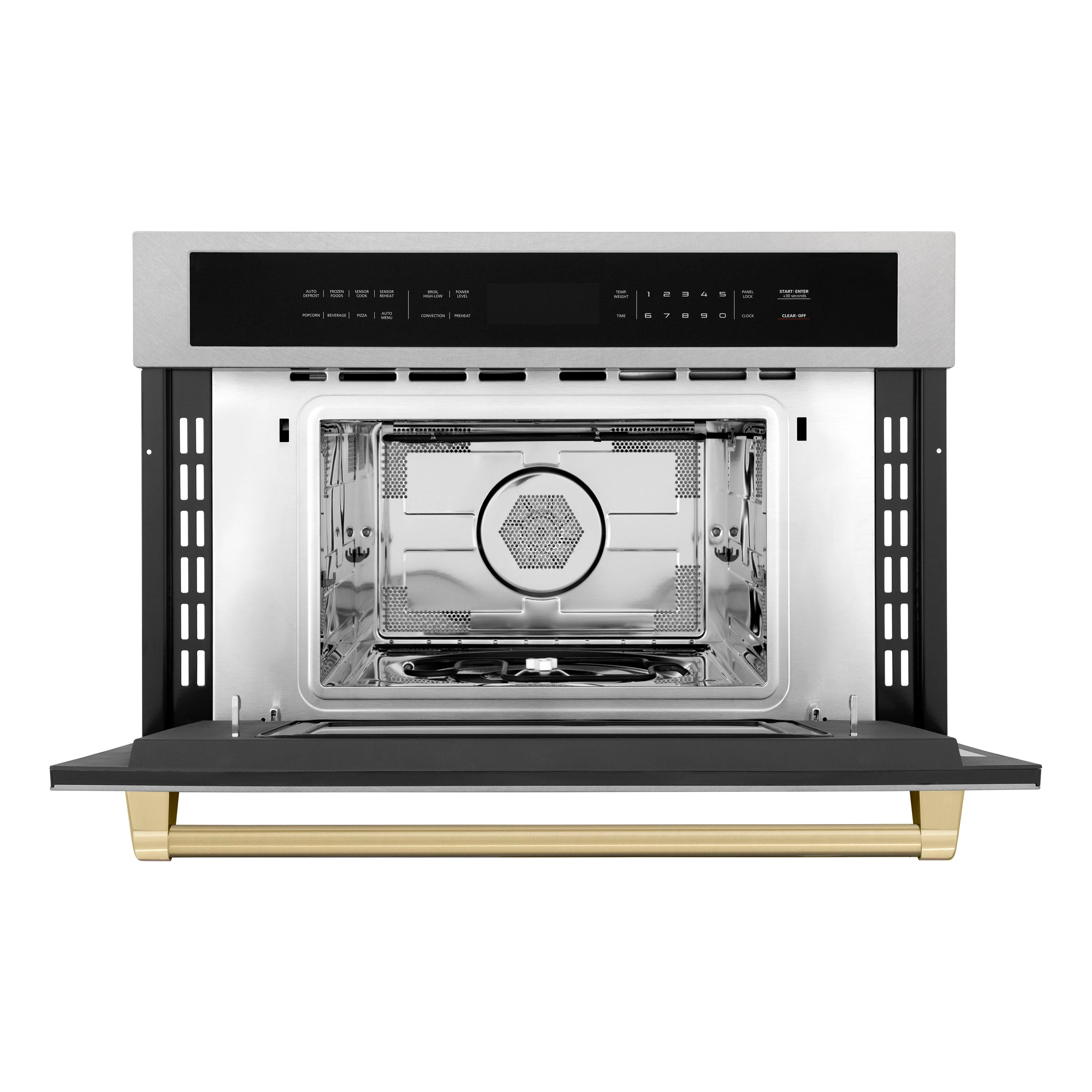 ZLINE Autograph Edition 30 in. 1.6 cu ft. Built-in Convection Microwave Oven in Satin Stainless Steel and Champagne Bronze Accents (MWOZ-30-SS-CB) - Image 6