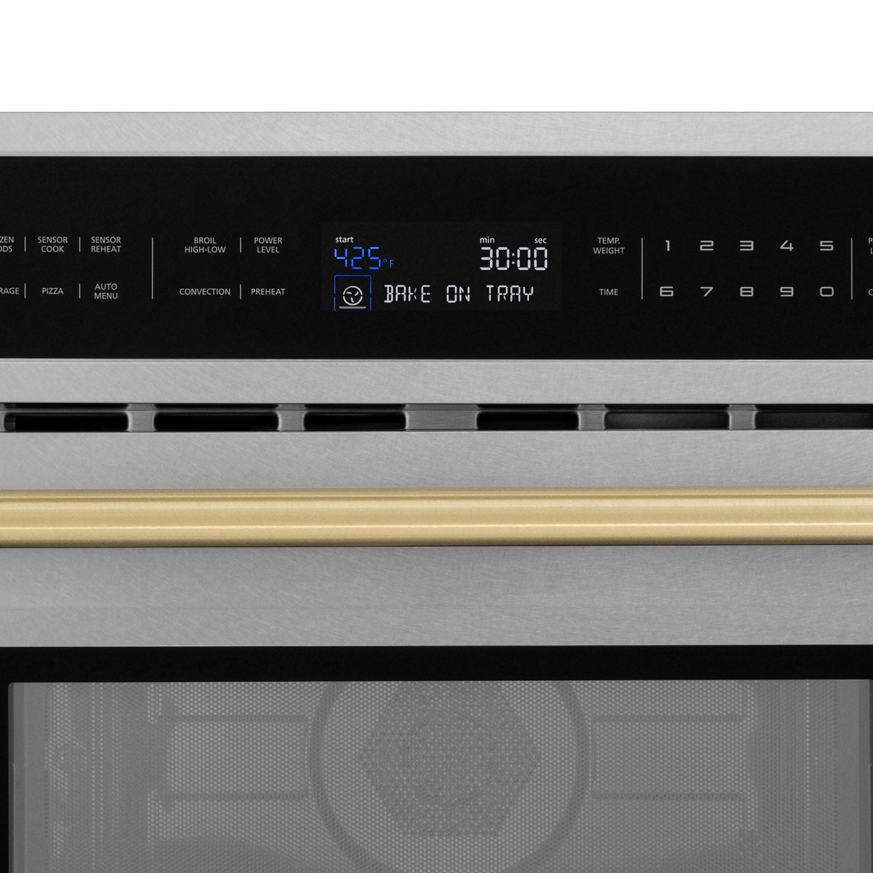 ZLINE Autograph Edition 30 in. 1.6 cu ft. Built-in Convection Microwave Oven in Satin Stainless Steel and Champagne Bronze Accents (MWOZ-30-SS-CB) - Image 7