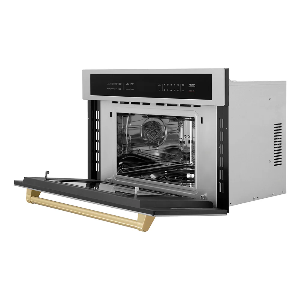 ZLINE Autograph Edition 30 in. 1.6 cu. ft. Built-in Convection Microwave Oven in Stainless Steel and Champagne Bronze Accents (MWOZ-30-CB) - Image 4