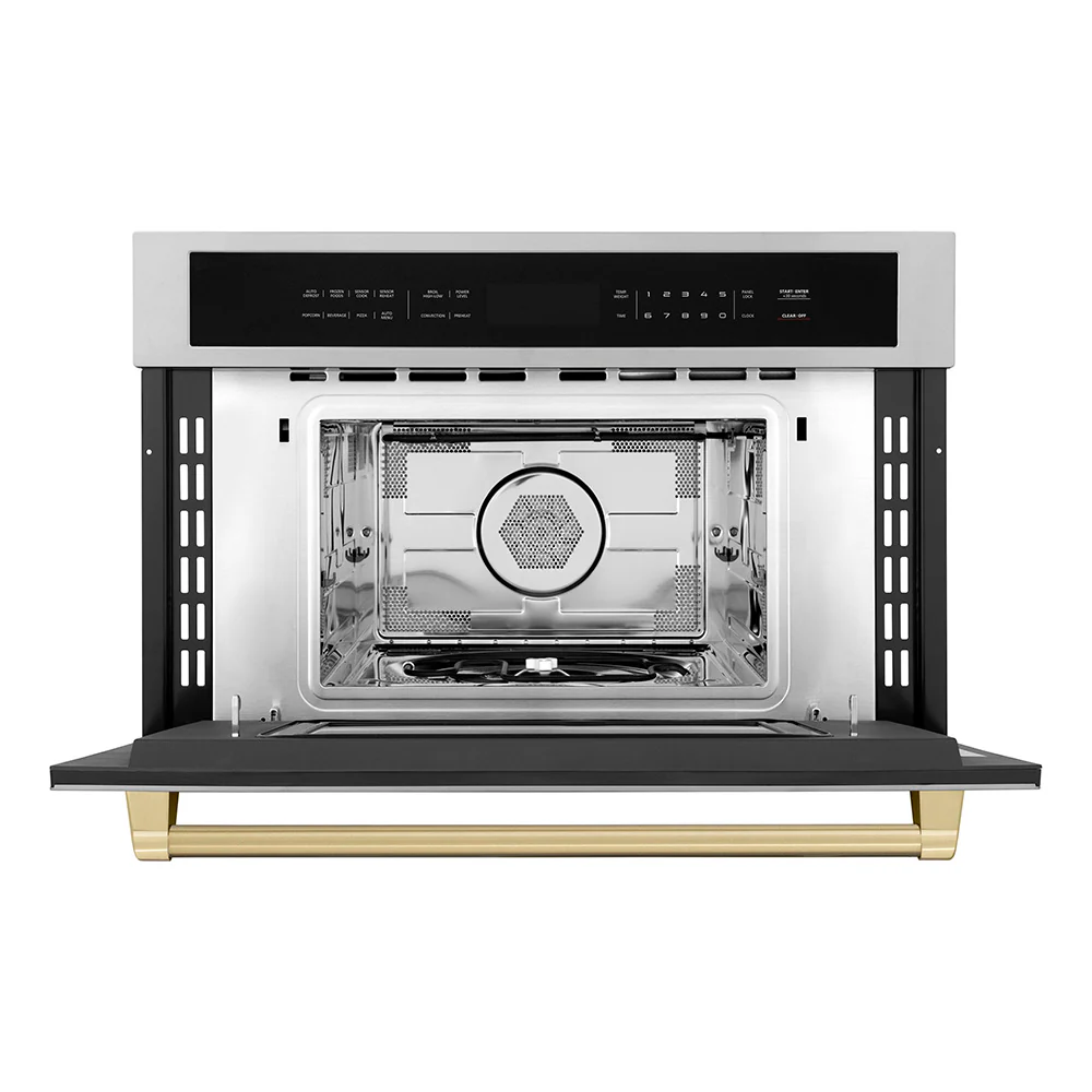 ZLINE Autograph Edition 30 in. 1.6 cu. ft. Built-in Convection Microwave Oven in Stainless Steel and Champagne Bronze Accents (MWOZ-30-CB) - Image 5