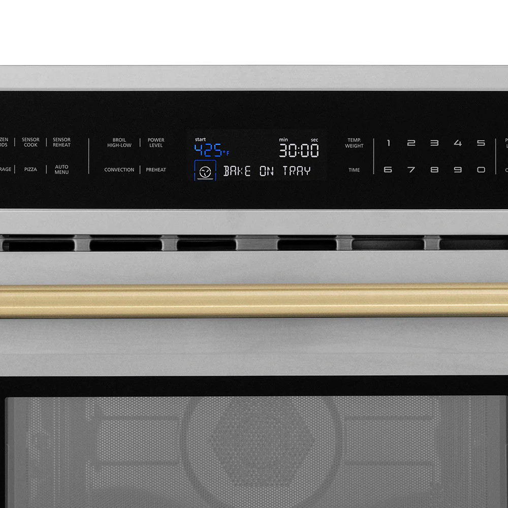 ZLINE Autograph Edition 30 in. 1.6 cu. ft. Built-in Convection Microwave Oven in Stainless Steel and Champagne Bronze Accents (MWOZ-30-CB) - Image 8