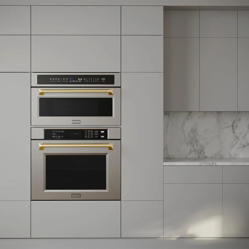 ZLINE Autograph Edition 30 in. 1.6 cu ft. Built-in Convection Microwave Oven in Stainless Steel with Polished Gold Accents (MWOZ-30-G) - Image 10